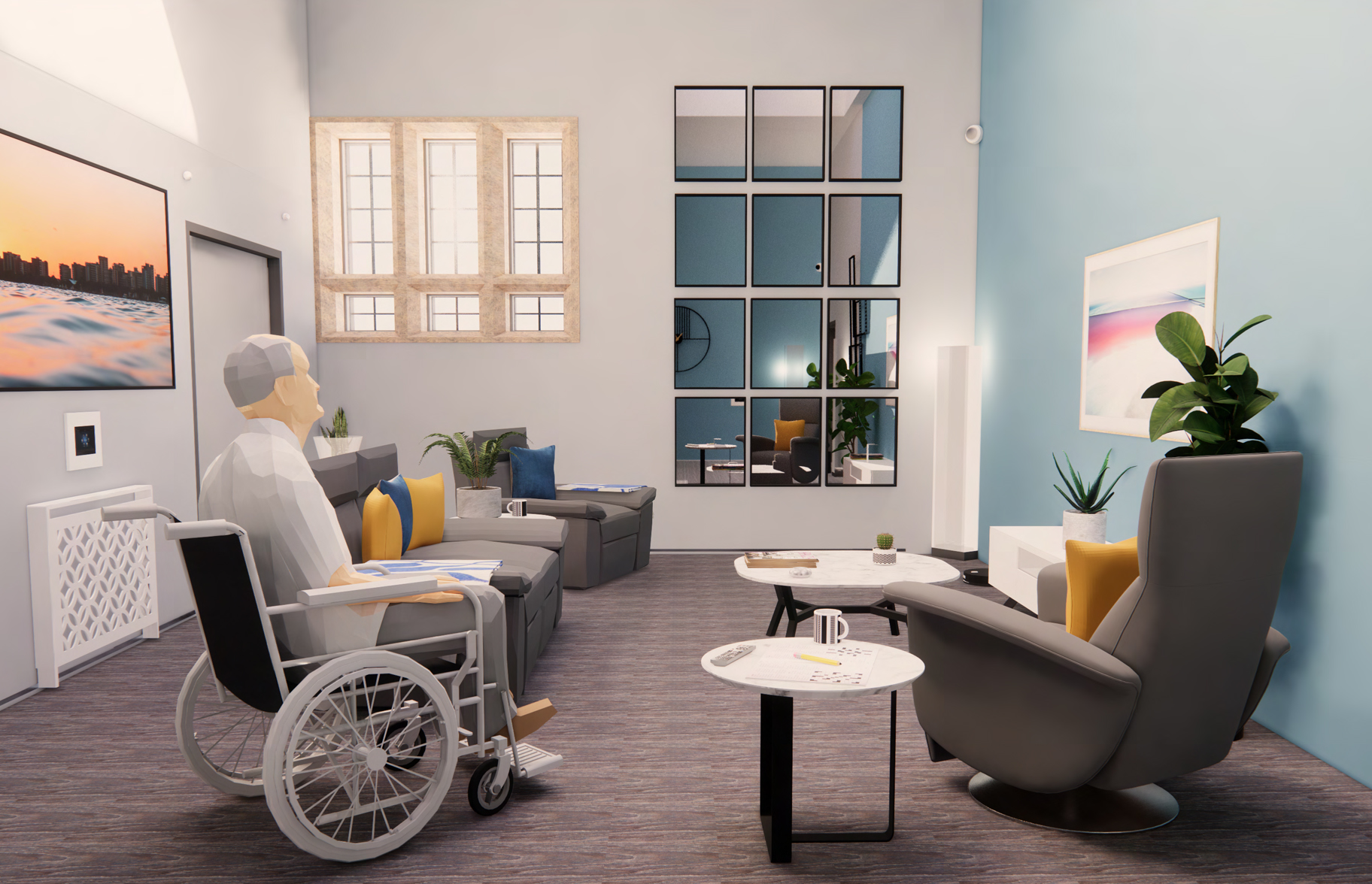 BA Interior Design work by Emma Thornton showing SMILE Apartment Lounge View