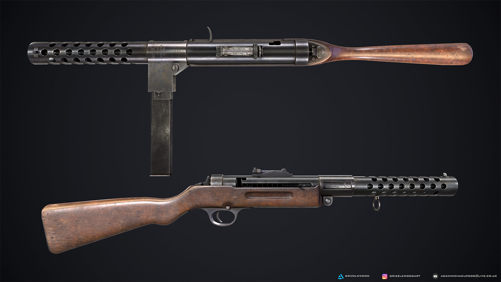 A game-ready MP28 by BA Games Art and Design student Adam Wood.