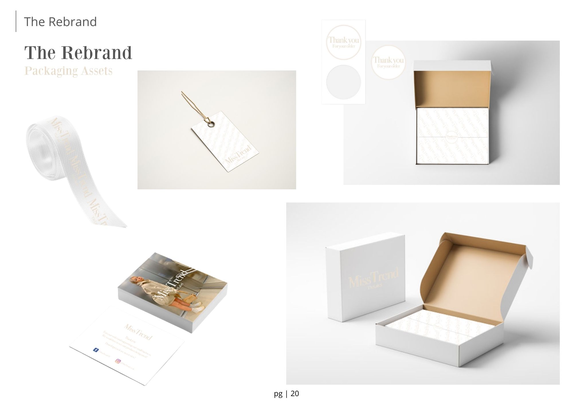 FMP fashion communication and promotion work by Amelia Gentile showing packaging mockups in the style of the rebrand.