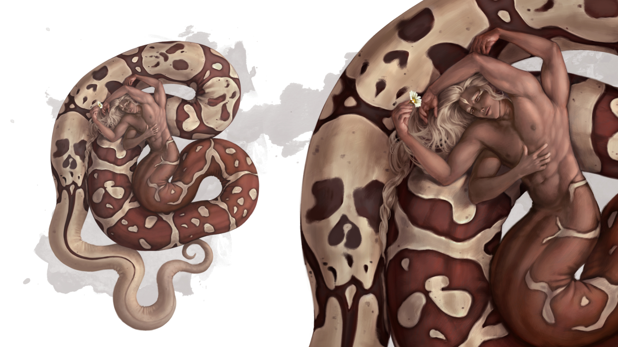 BA Games Art work by Anna Kissh. Final design of a snake-man hybrid.
