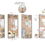 This shows E.VOR inclusive restaurant design rendered multi-storey - four floor plans, illustrating accessible scale, inclusive design. Accessible Lift and stairs in the centre.