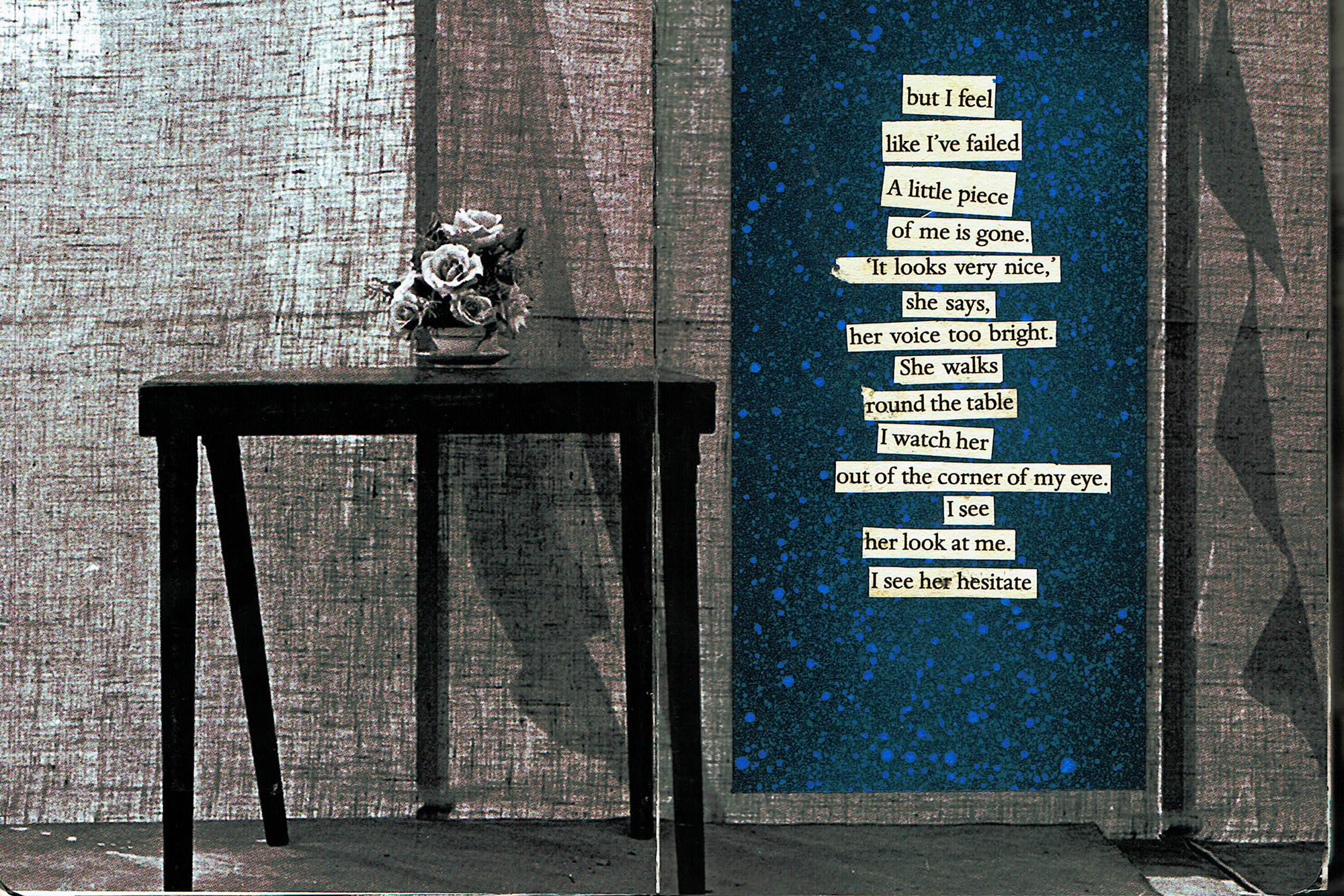 A short poem written by randomly selecting cut-up text from a book.