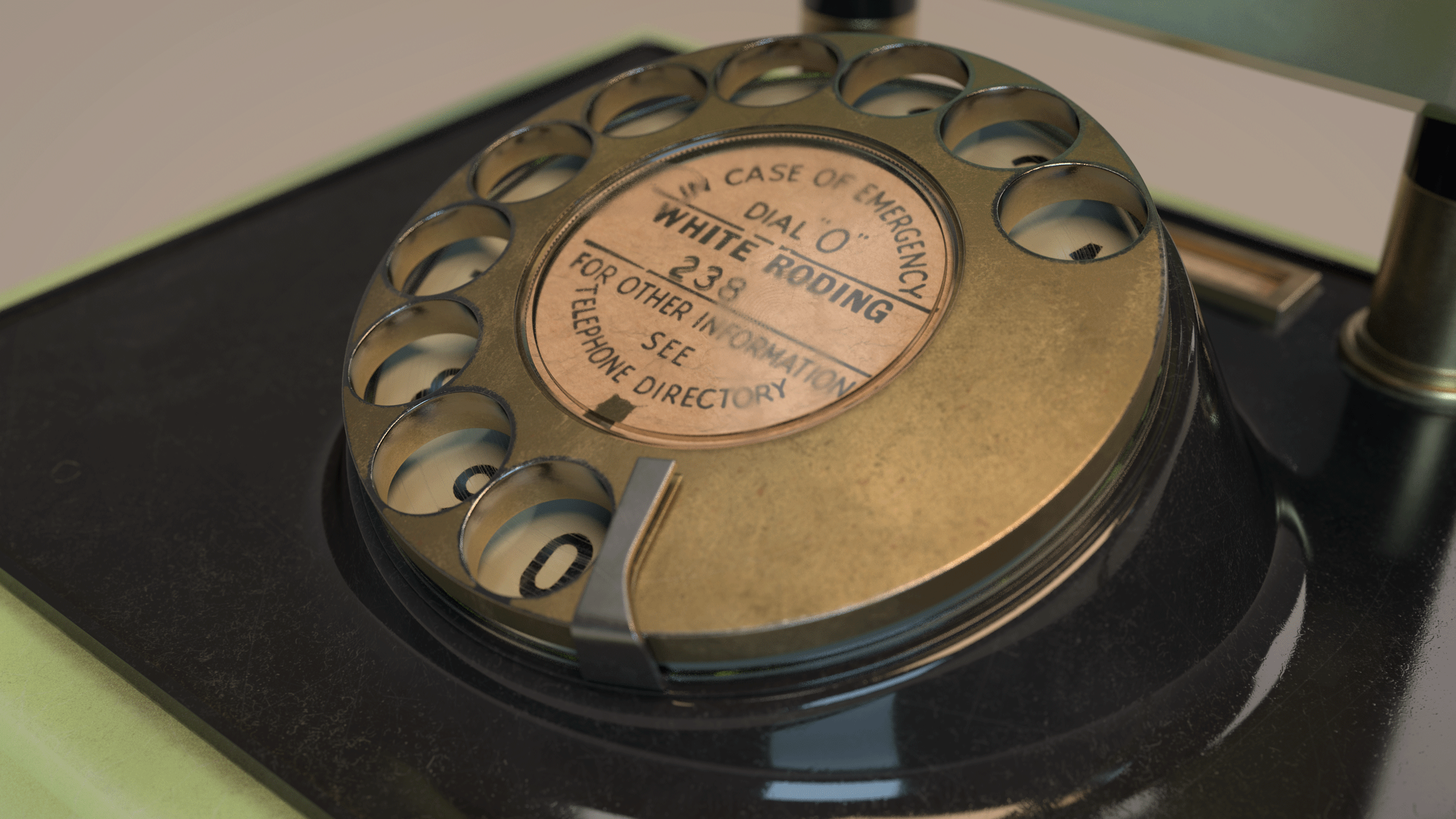BA VFX work by Cameron Eddie showing a high-fidelity still of the number dial of the phone.