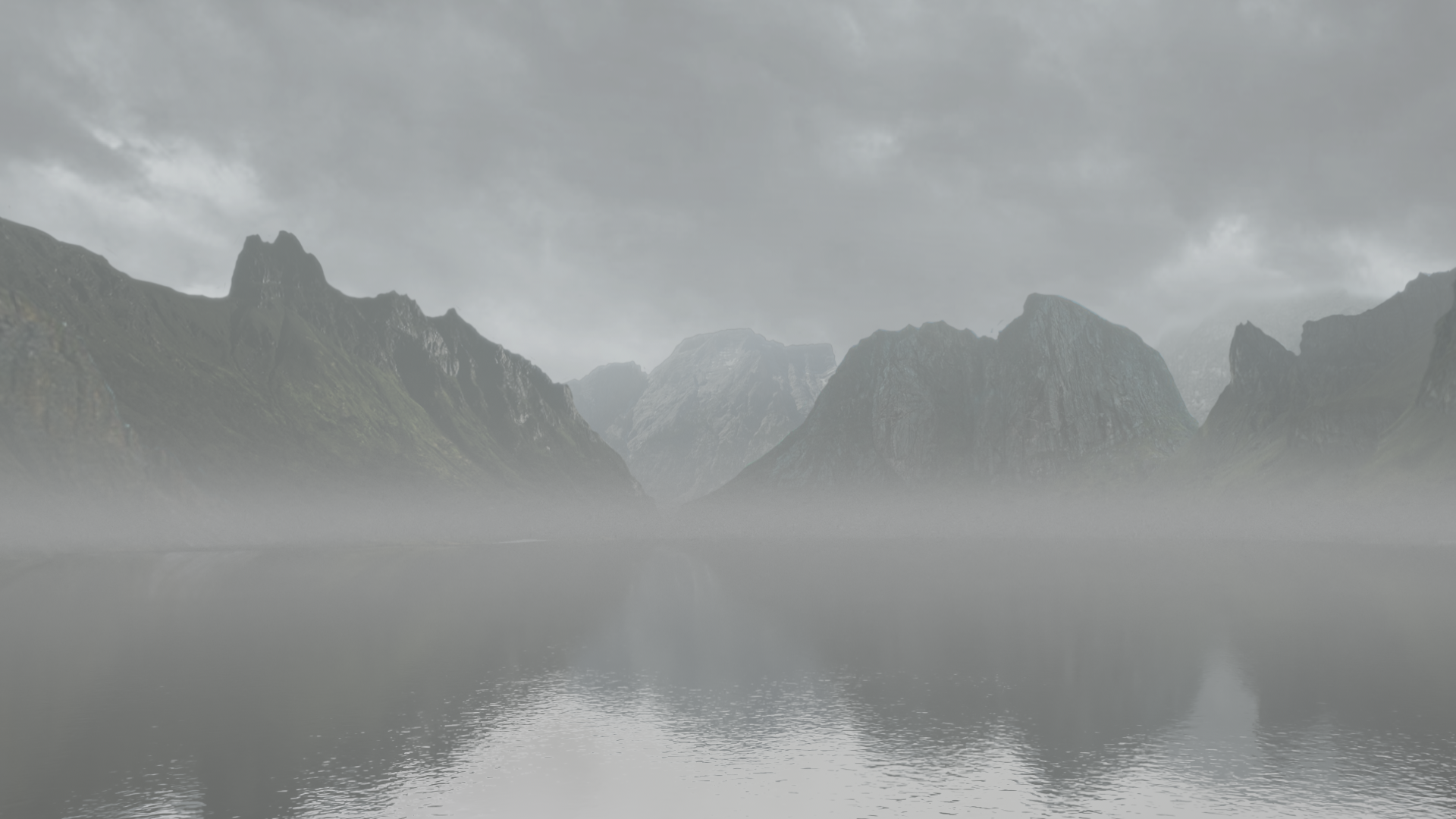 VFX Matte Painting and compositing work by Caroline Roug√© showing a mountain lake landscape