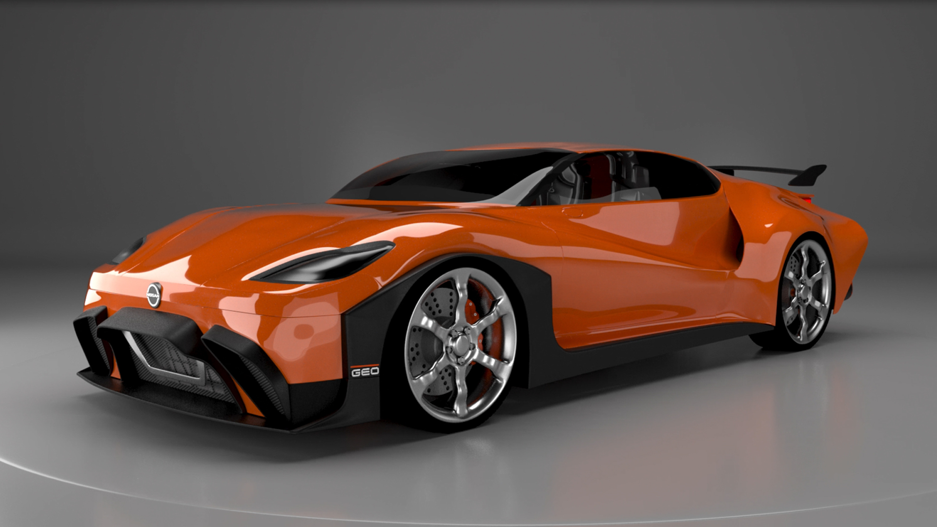 BA Visual effects work by Emily Woodhead, showing a turntable video of a sporty, modern supercar 3D model.