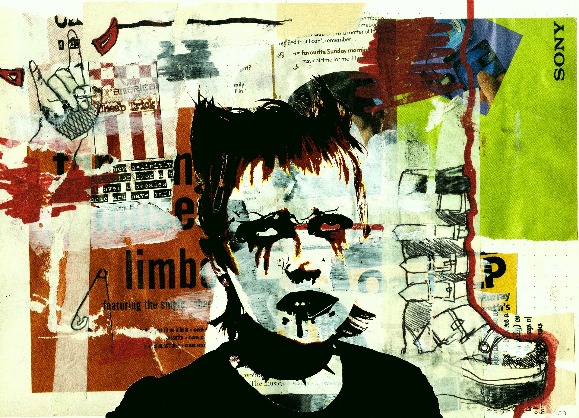 BA Fine Art Emma Thomas (the chaotic punk) photography placed on top of a scanned collage.