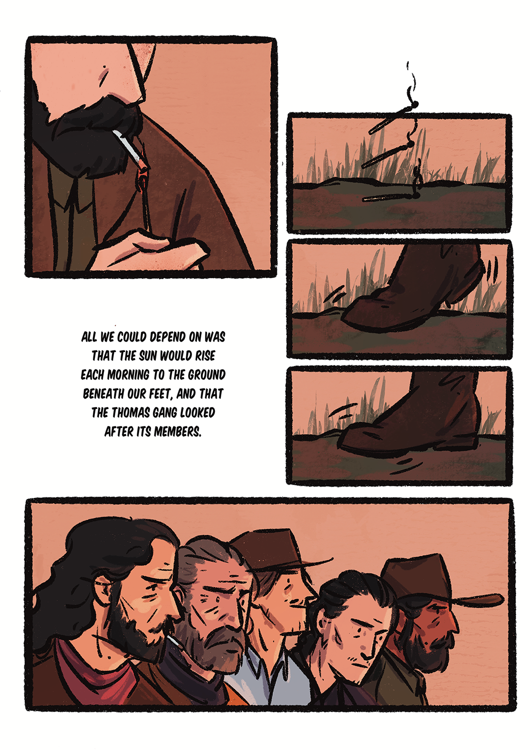 Page 4 of Western Comic Before They Lay You Down by Georgia Holland, introducing the antagonists of the story.