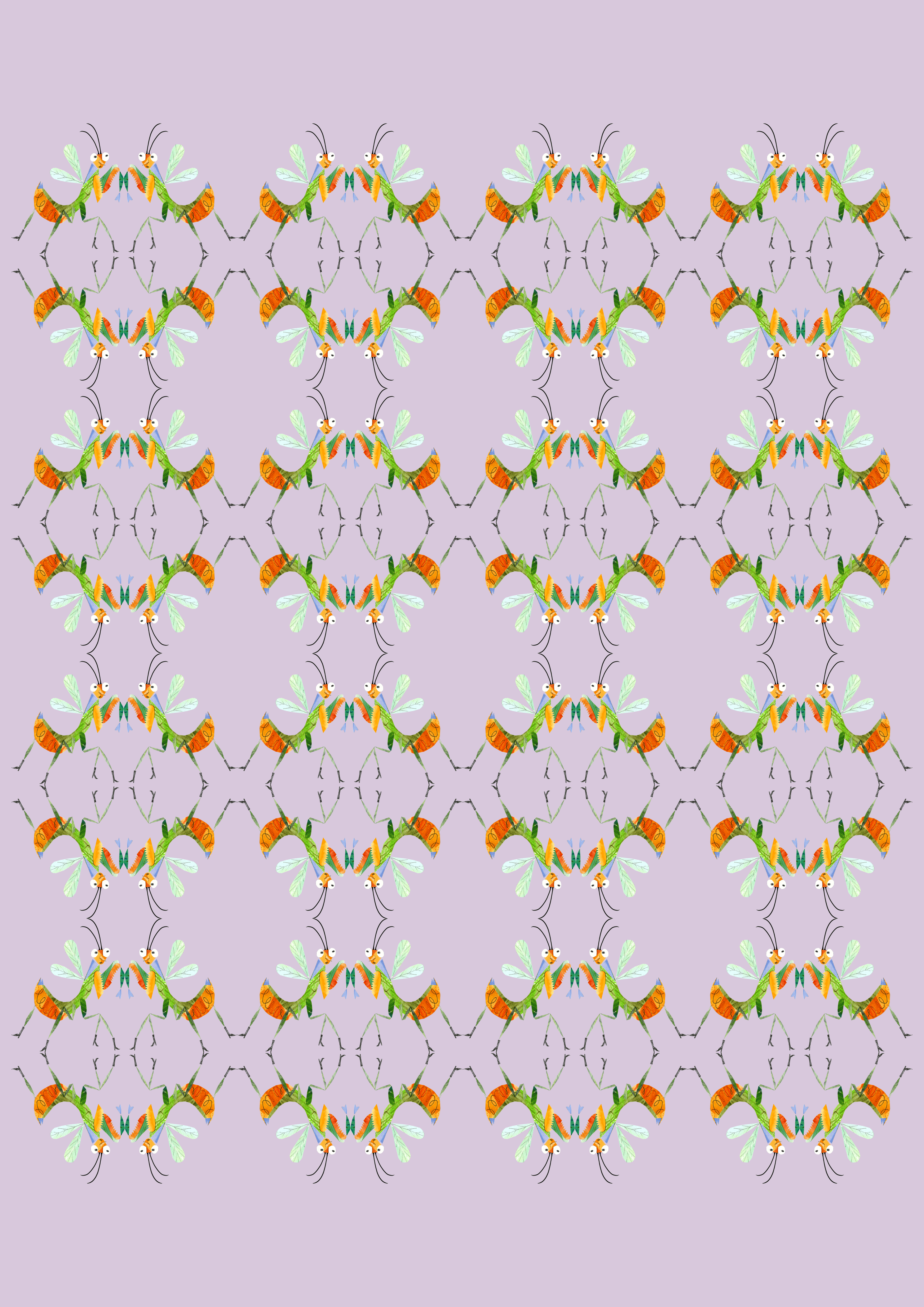 Illustration pattern by Hannah Dee showing a repeated insect pattern