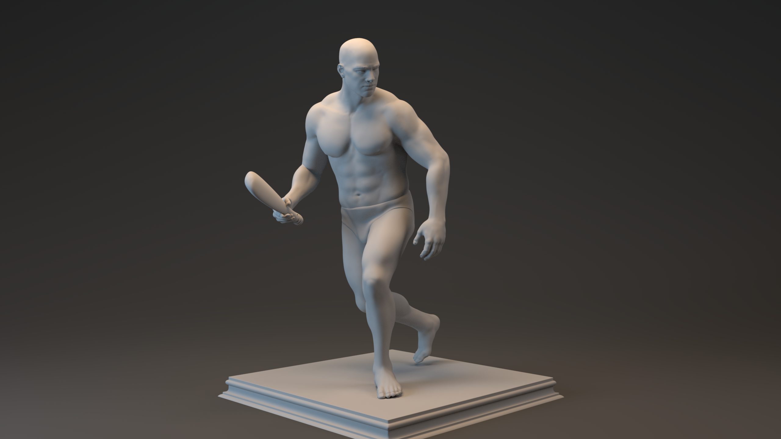 BA VFX work by Henry Cordingley showing a 3D model of a male sculpture
