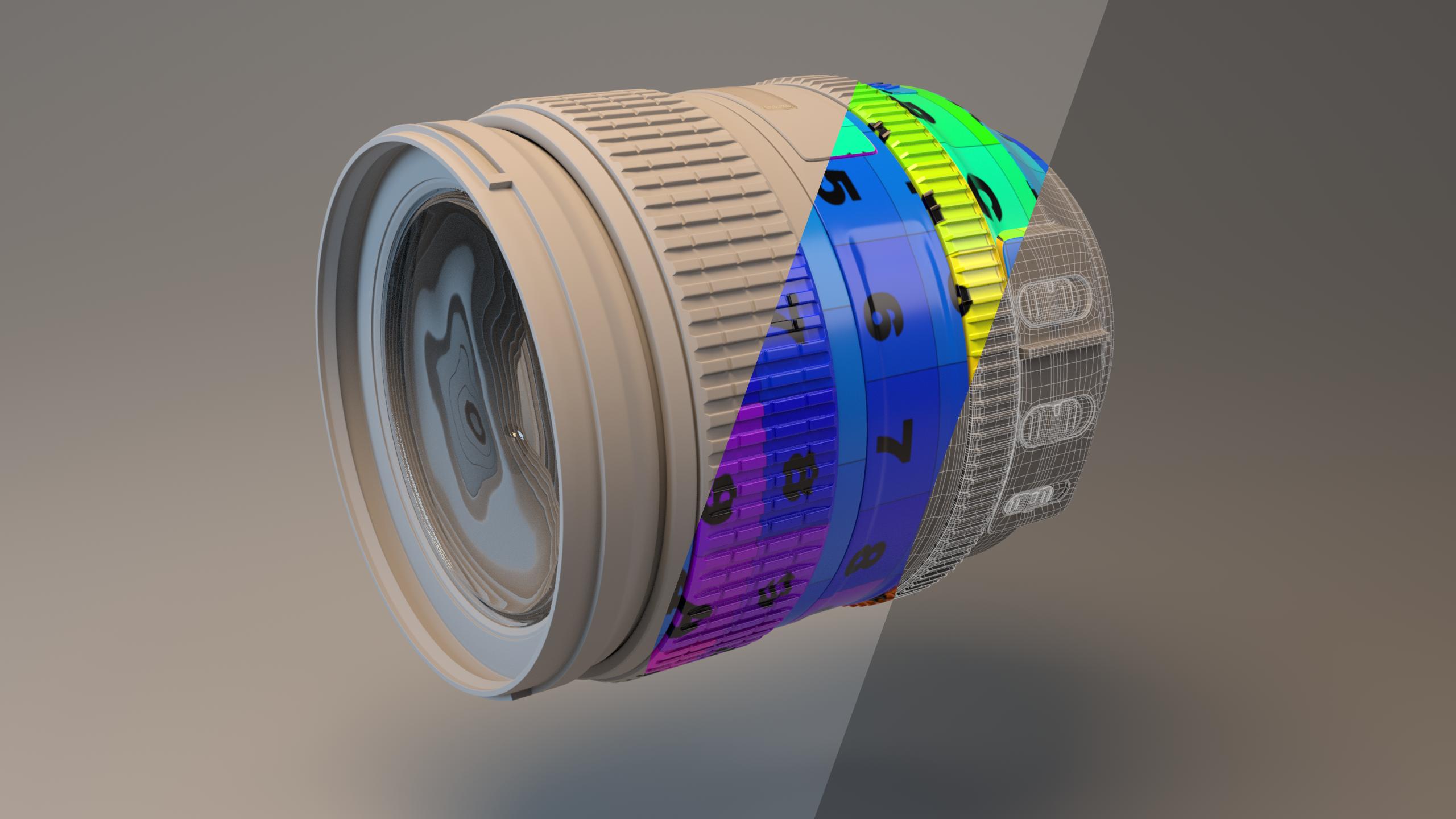 BA VFX work by Henry Cordingley showing a 3D model of a camera lens