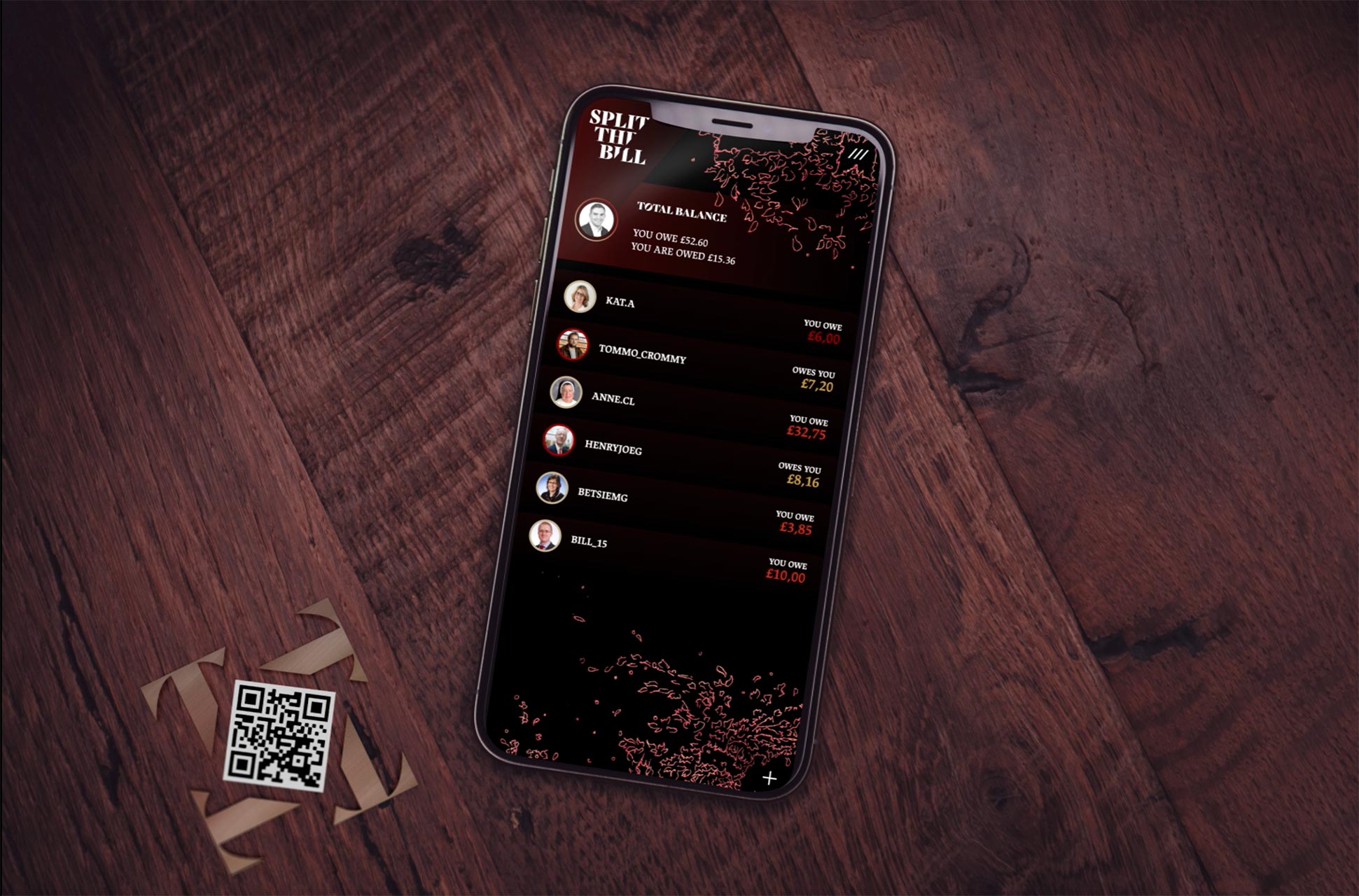 Prototype mockup of a restaurant payment app