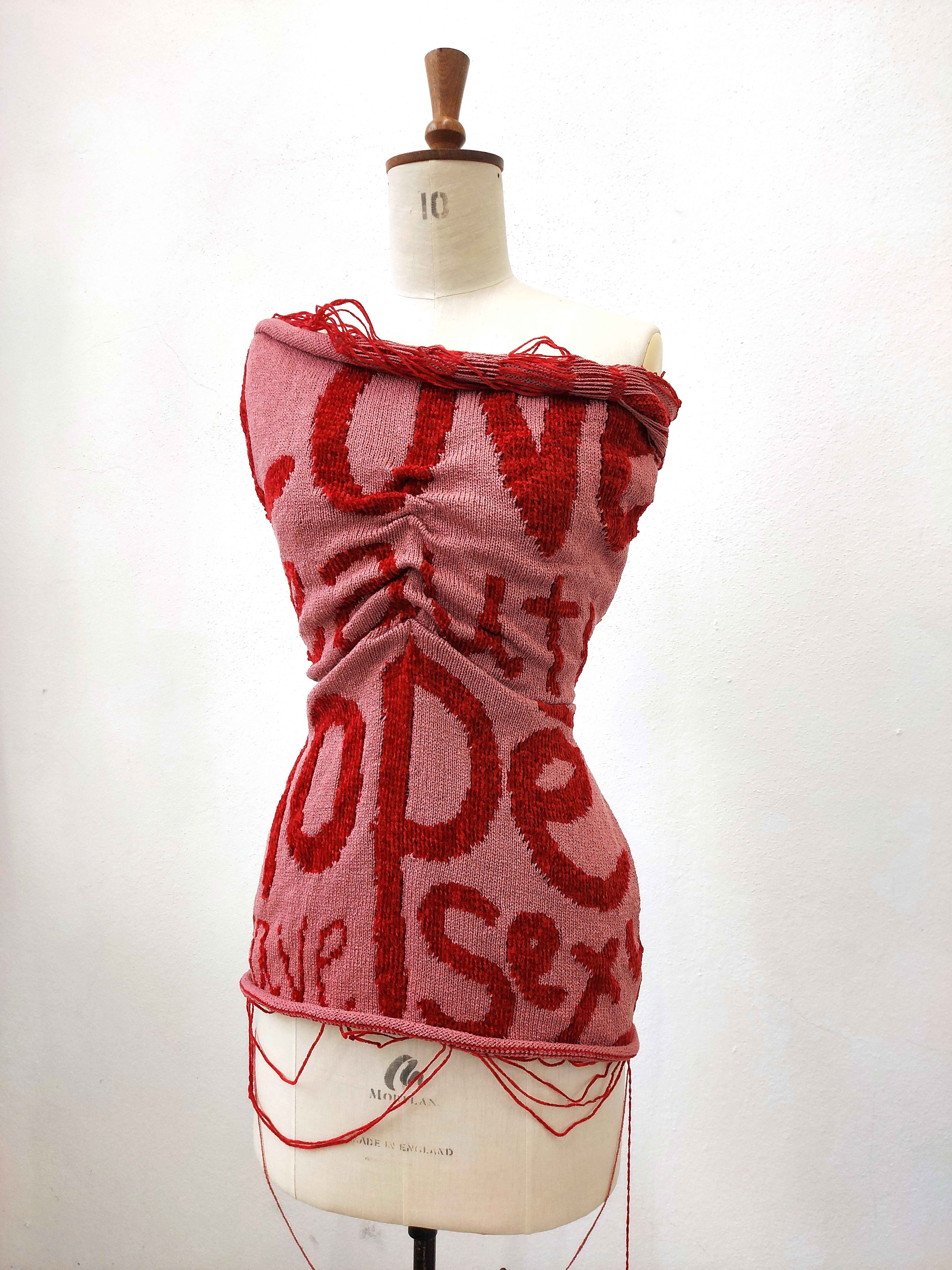 BA Textile Design work by Hollie Cooper raising awareness of breast cancer through the beauty of 'knitted skin' fabrics