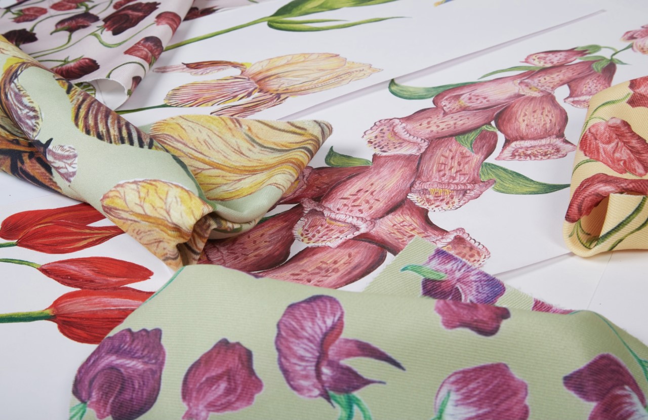 Drawing and prints by Isabelle Golder showing flowers and wildlife