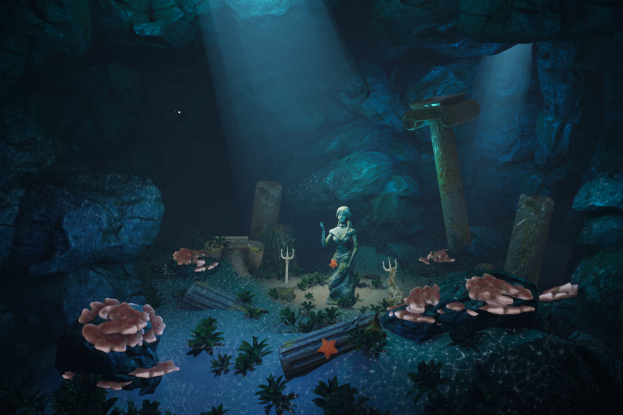 BA Games Art & Design work by Jodie Watt showing an Atlantis inspired environment.
