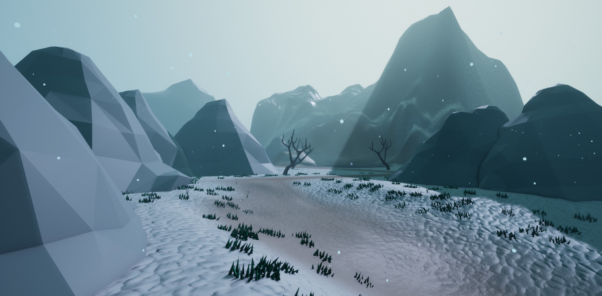BSc Games Development work by Joshua Brinton, showing a snowy mountain.