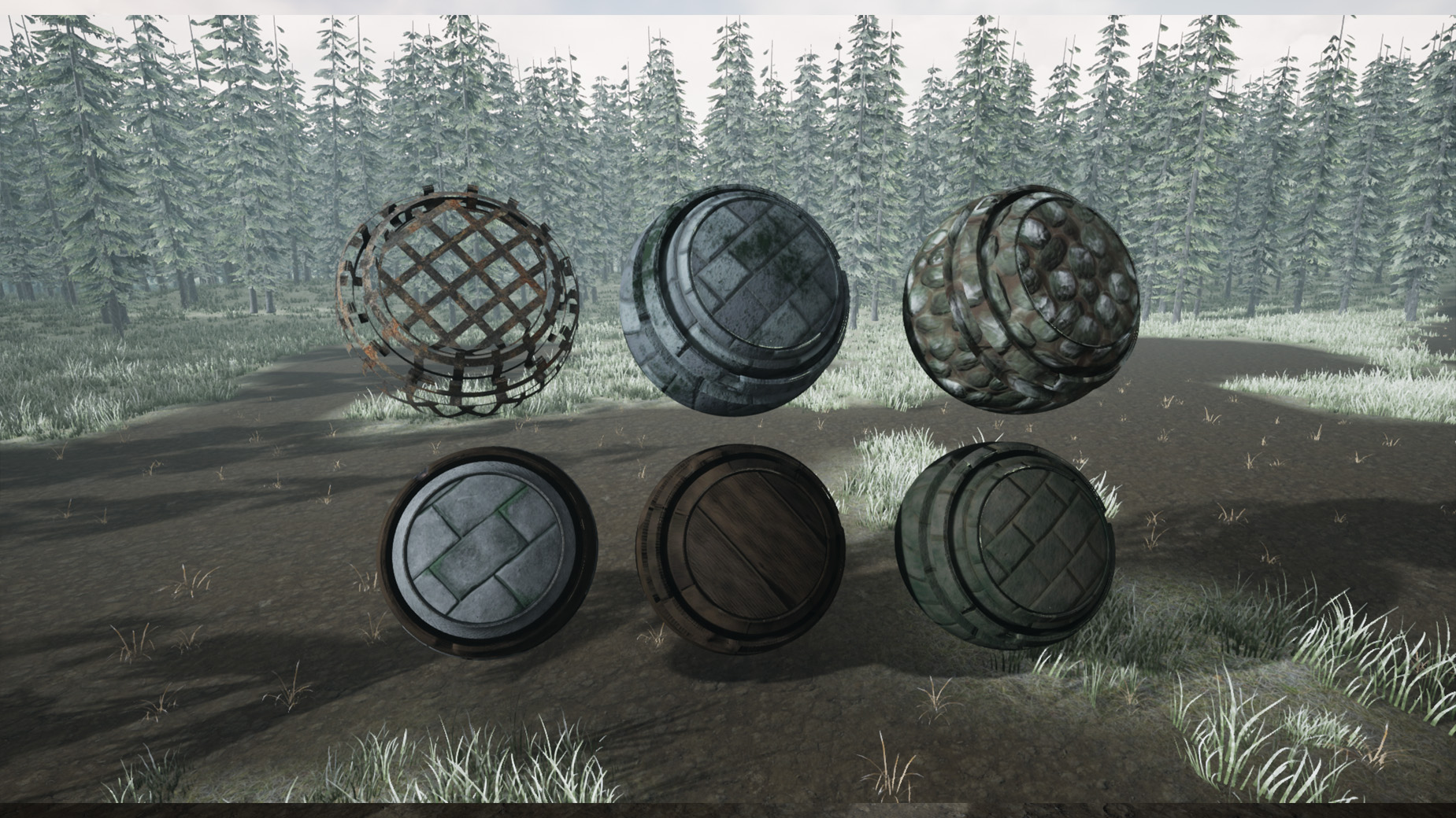 A set of materials created for texturing in game assets