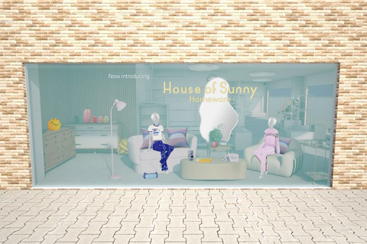 BA Fashion Communications and promotion work by Kaitlyn Lay, presenting a range of colourful and trendy homeware for House of Sunny's new store.