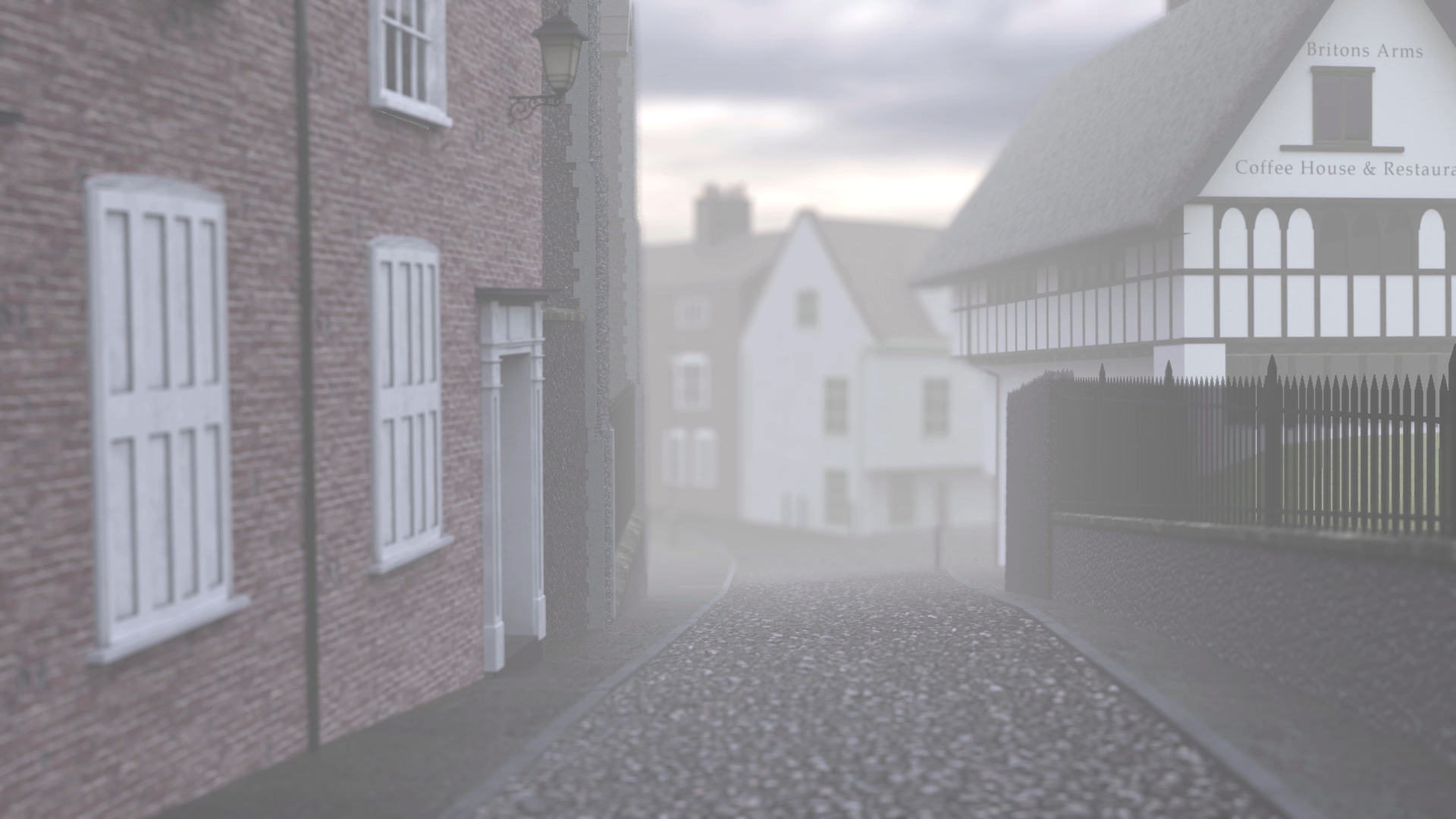 VFX work by Keldon Israel showcasing a misty cobbled street found in Norwich.