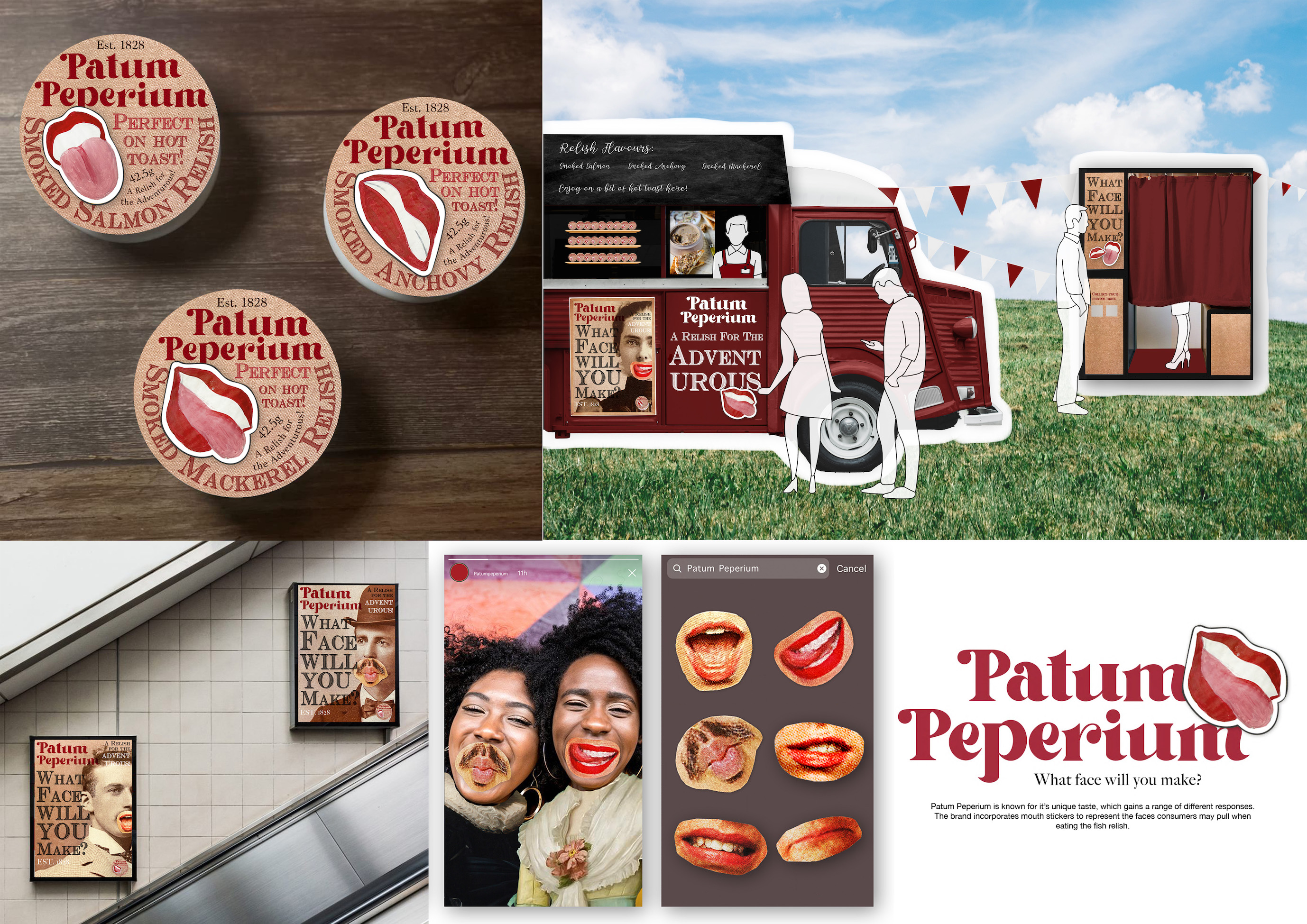 Patum Peperium is known for it‚ unique taste, which gains a range of different responses. The brand incorporates mouth stickers to represent the faces consumers may pull when eating the fish relish.