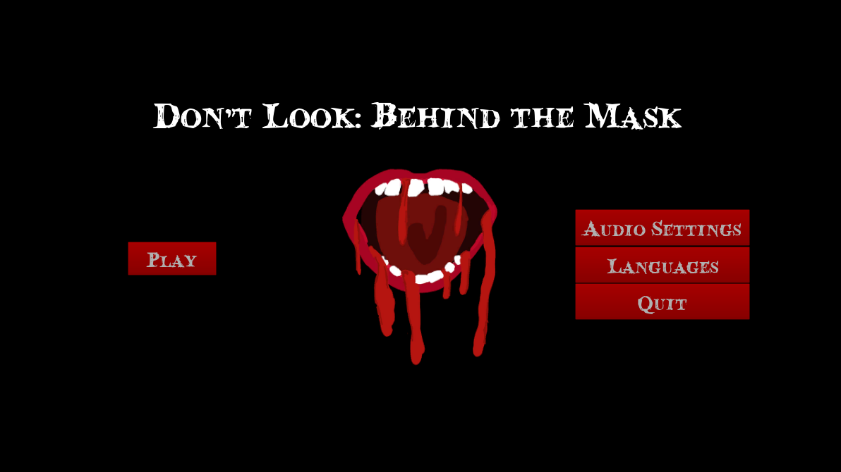BA Games Art and design horror project main menu of a screaming mouth, created by Lucy Saskia.