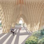 BA Architecture work by Molly Agnew showing the timber vaults, inspired by the traditional Catalan human casteller towers.