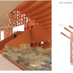 BA Architecture work by Molly Agnew showing the creative workshop spaces alongside the bioclimatic lattice system.