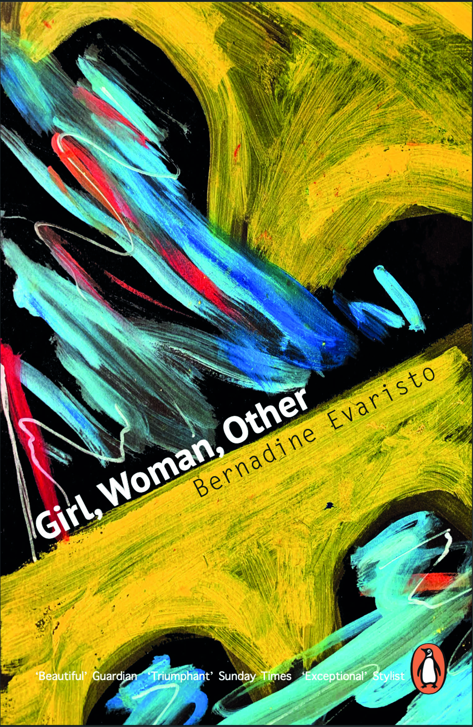 Abstract book cover illustration for the novel 'Girl, Woman, Other' by Bernadine Evaristo, by Naomi Scott
