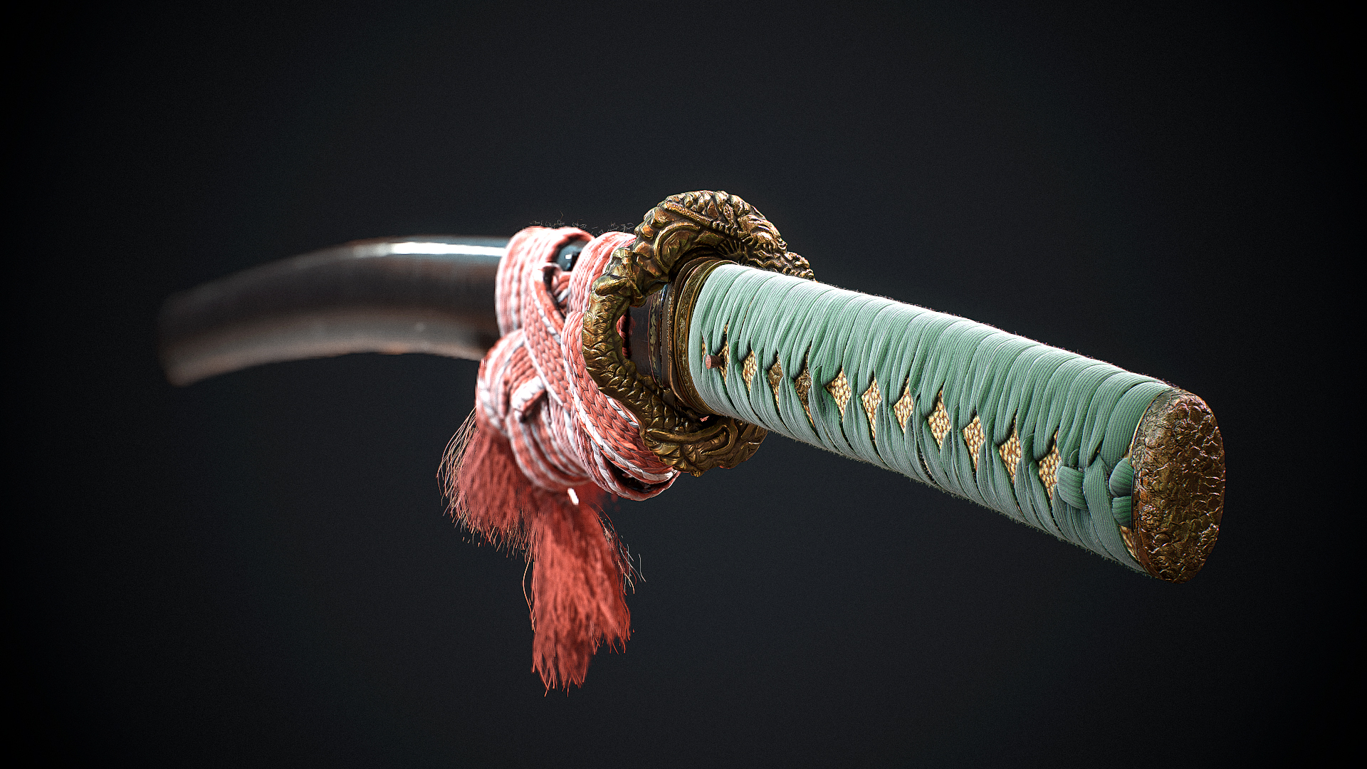 BA Hons Games Art & Design work by Oliver Ward showing a Katana Sword model.