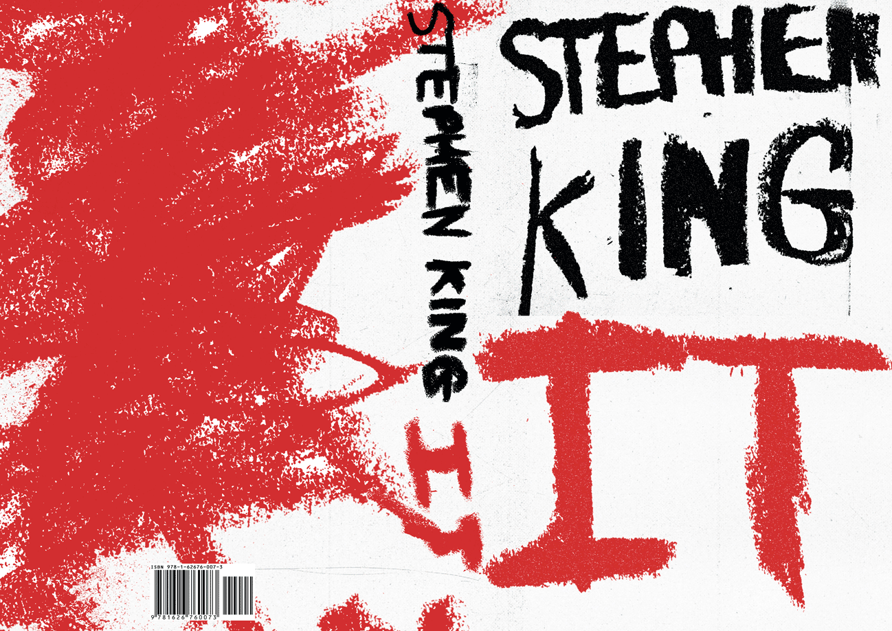 BA Design for Publishing work by Sam Moyse showing a series of Stephen King book covers. Typography on the covers was created using crayons roughly to create a sinister mood.