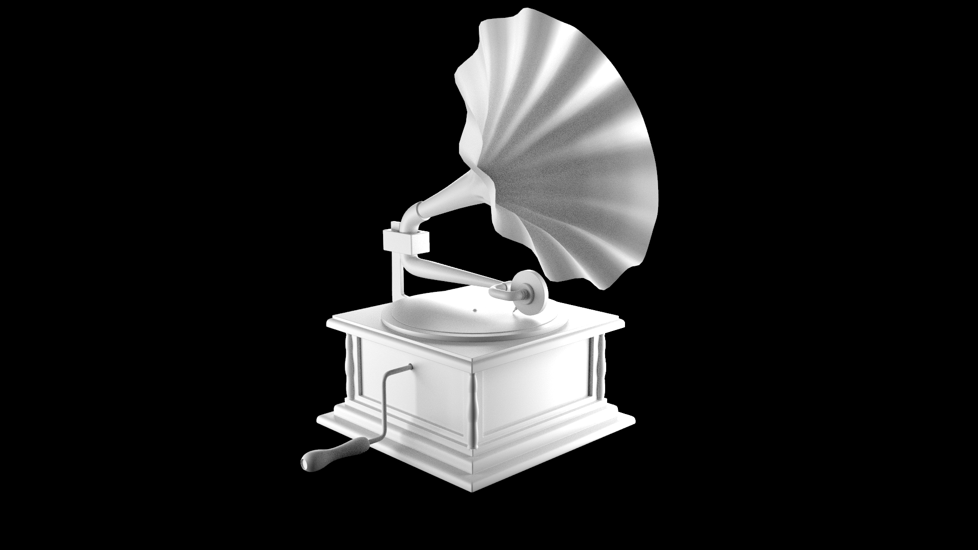 3D model showing a gramophone recreated to reference.