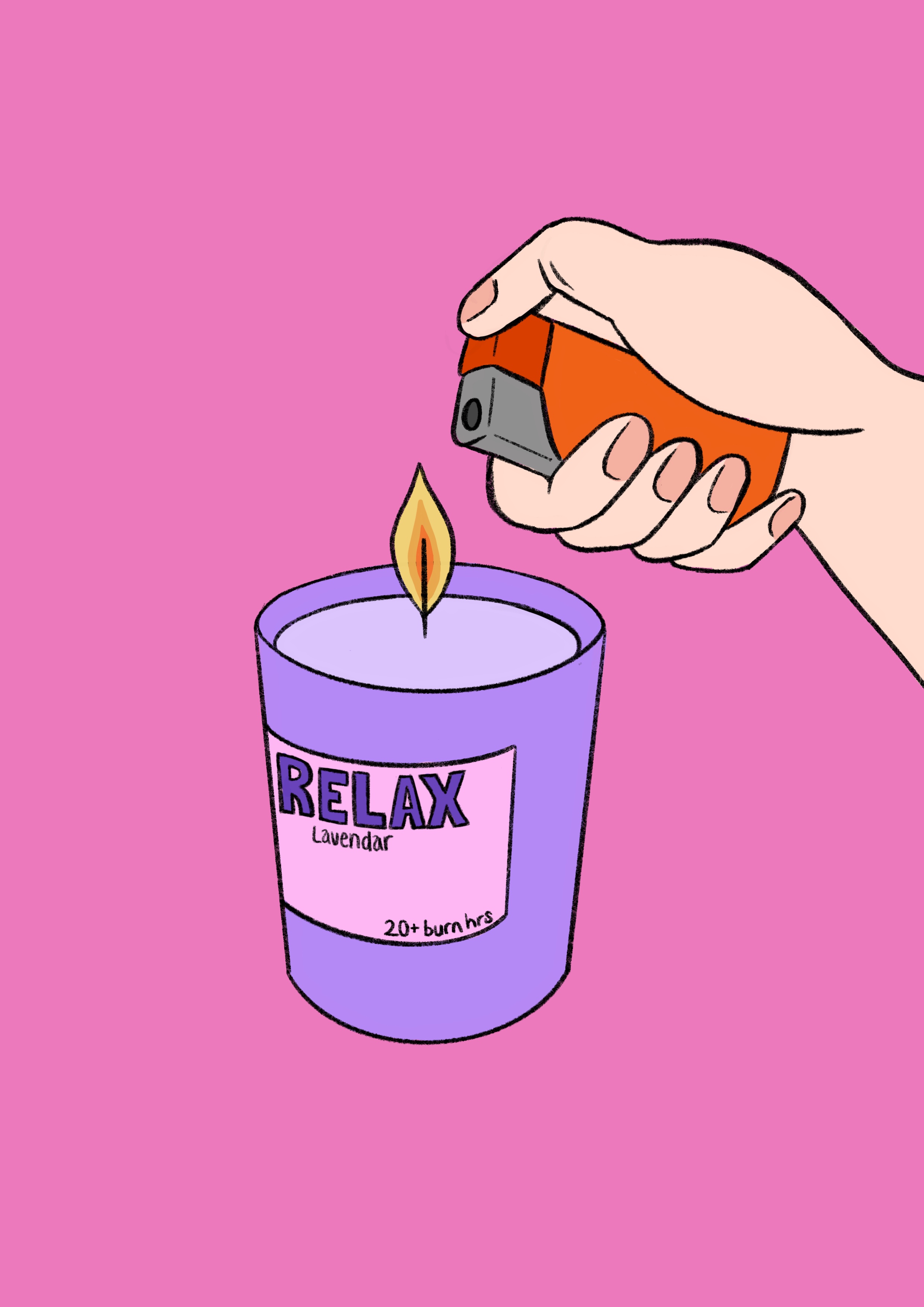 A short animation by Amy Maguire of a candle being lit and burning.