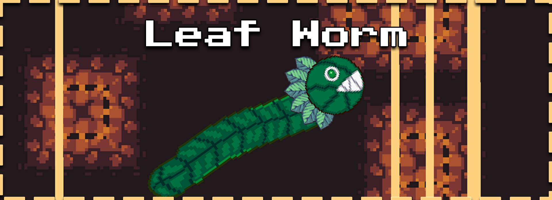 Title card for a side-scroller mini-game called Leaf Worm by Charlie Mason