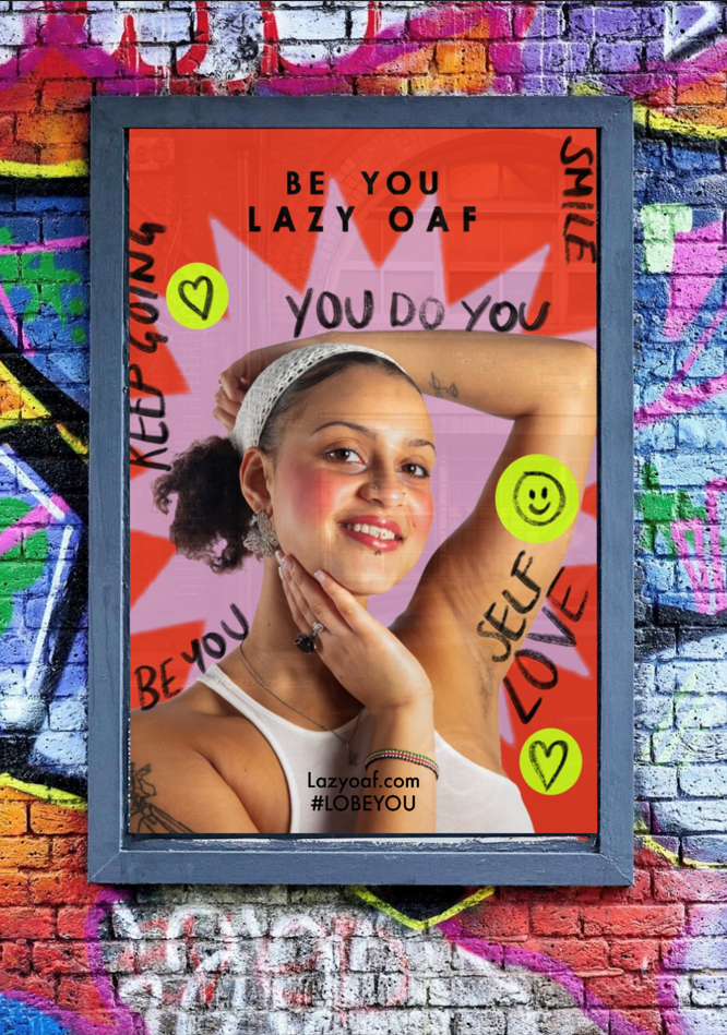 Lazy Oaf campaign work by Connie Reid showing a visual billboard mock up.