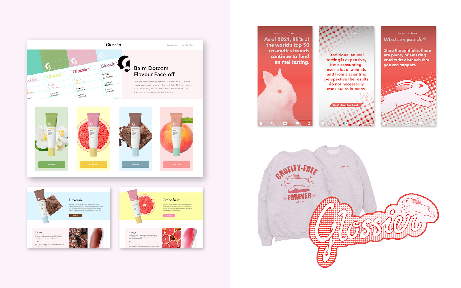 A wide selection of assets including stickers, merch, TikToks and web pages, all designed by Elle Hart.