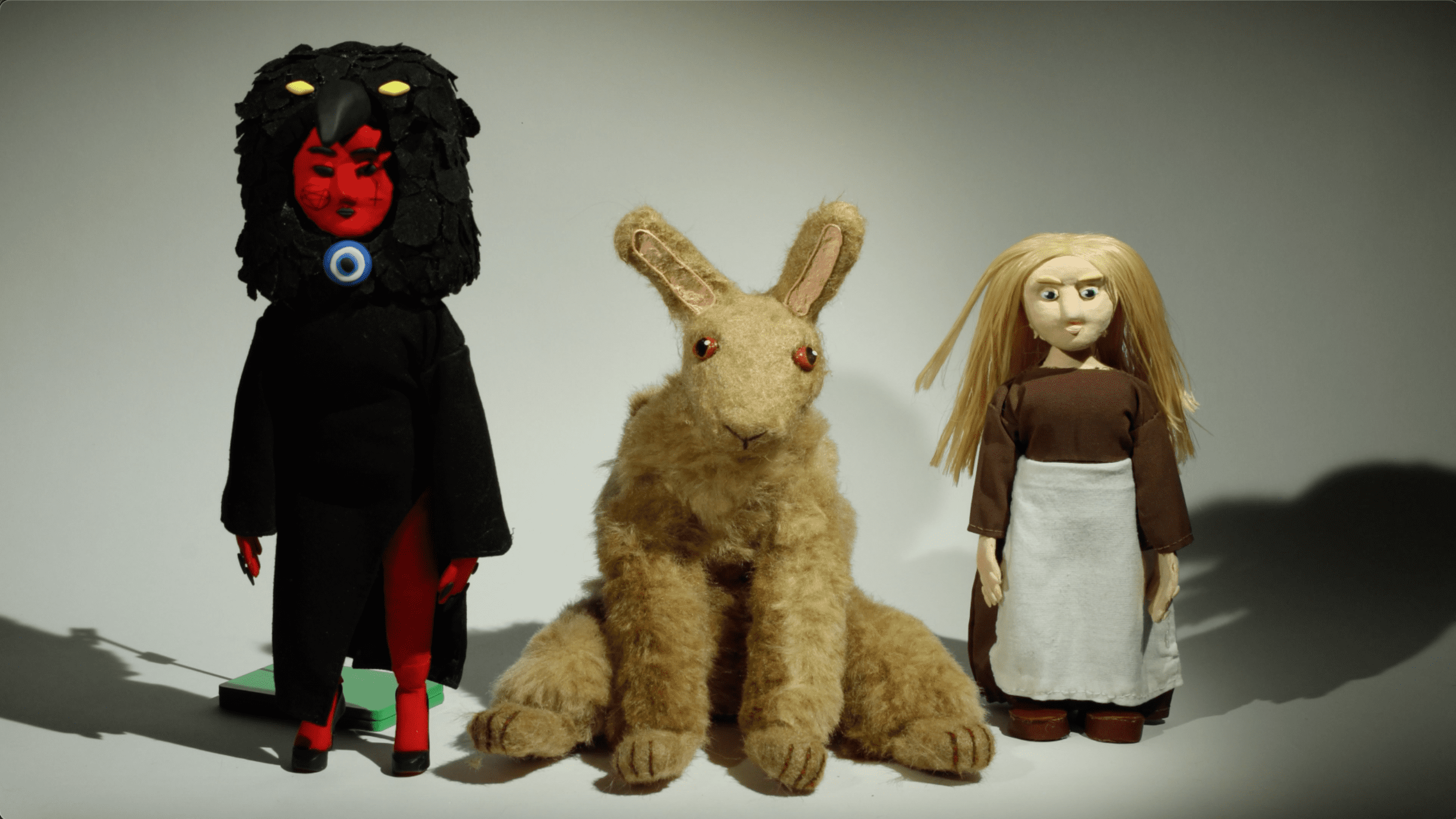 Puppet fabrication work by Emilie Perkins showcasing three stop motion puppets.
