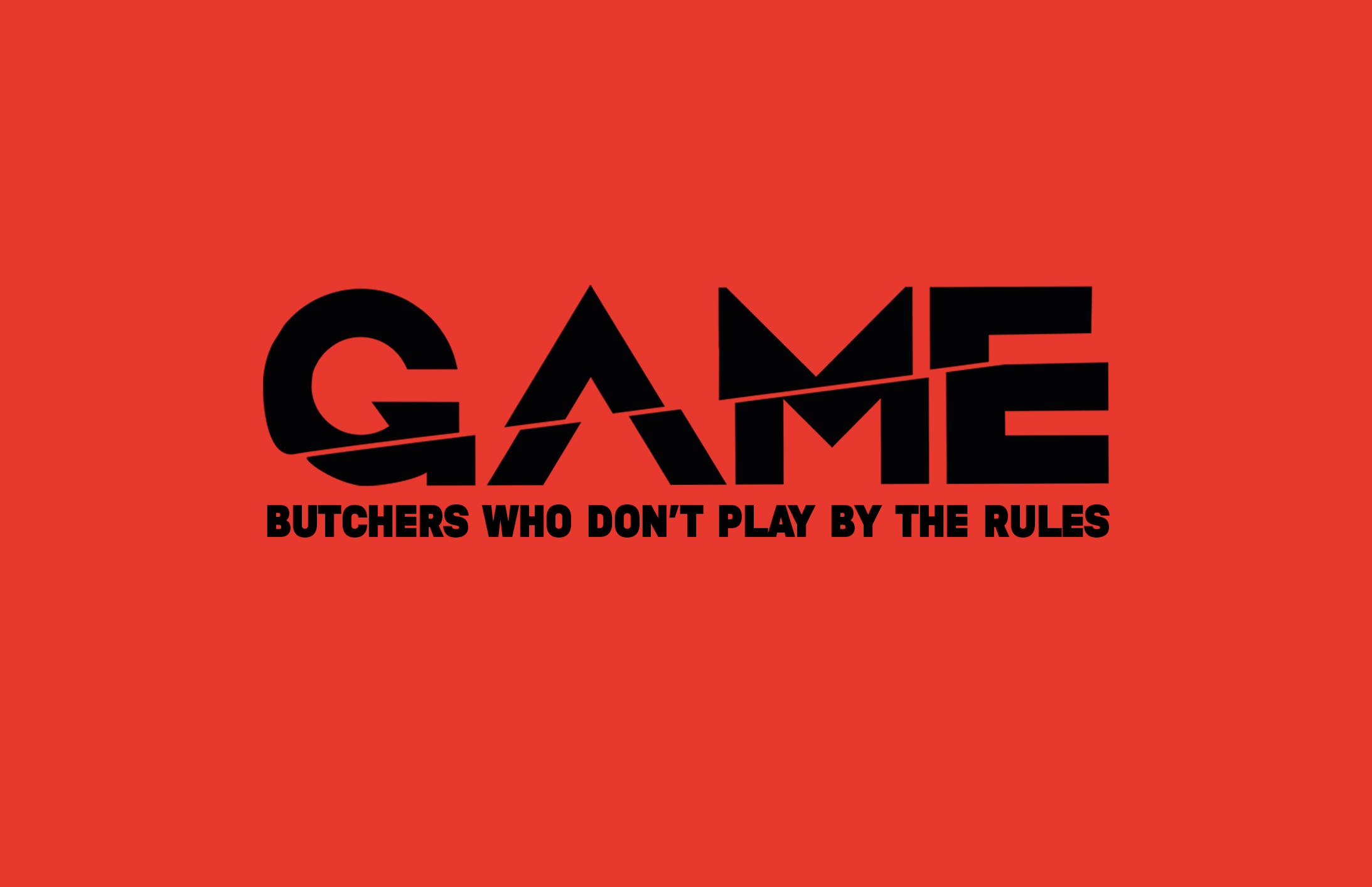 Game Butchers Identity video explaining concept by Estelle Naderi. Thumbnail is red background with black type saying 'Game' large and smaller text saying 'Butchers who don't play by the rules'