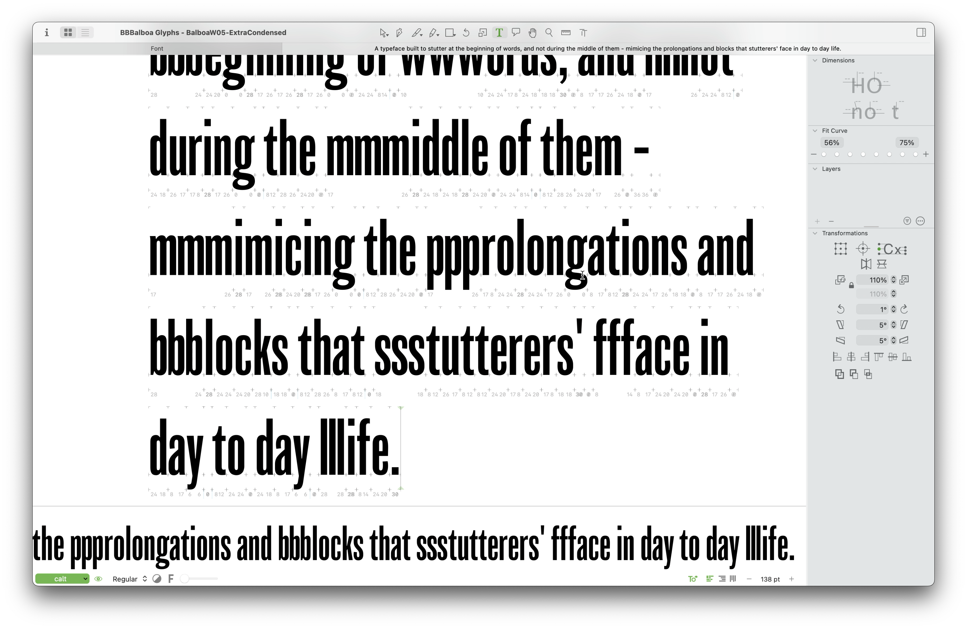 A motion piece recording the edited typeface in use. The typeface writes out a couples of lines outlining it's purpose of visually communicating blocks and prolongations.