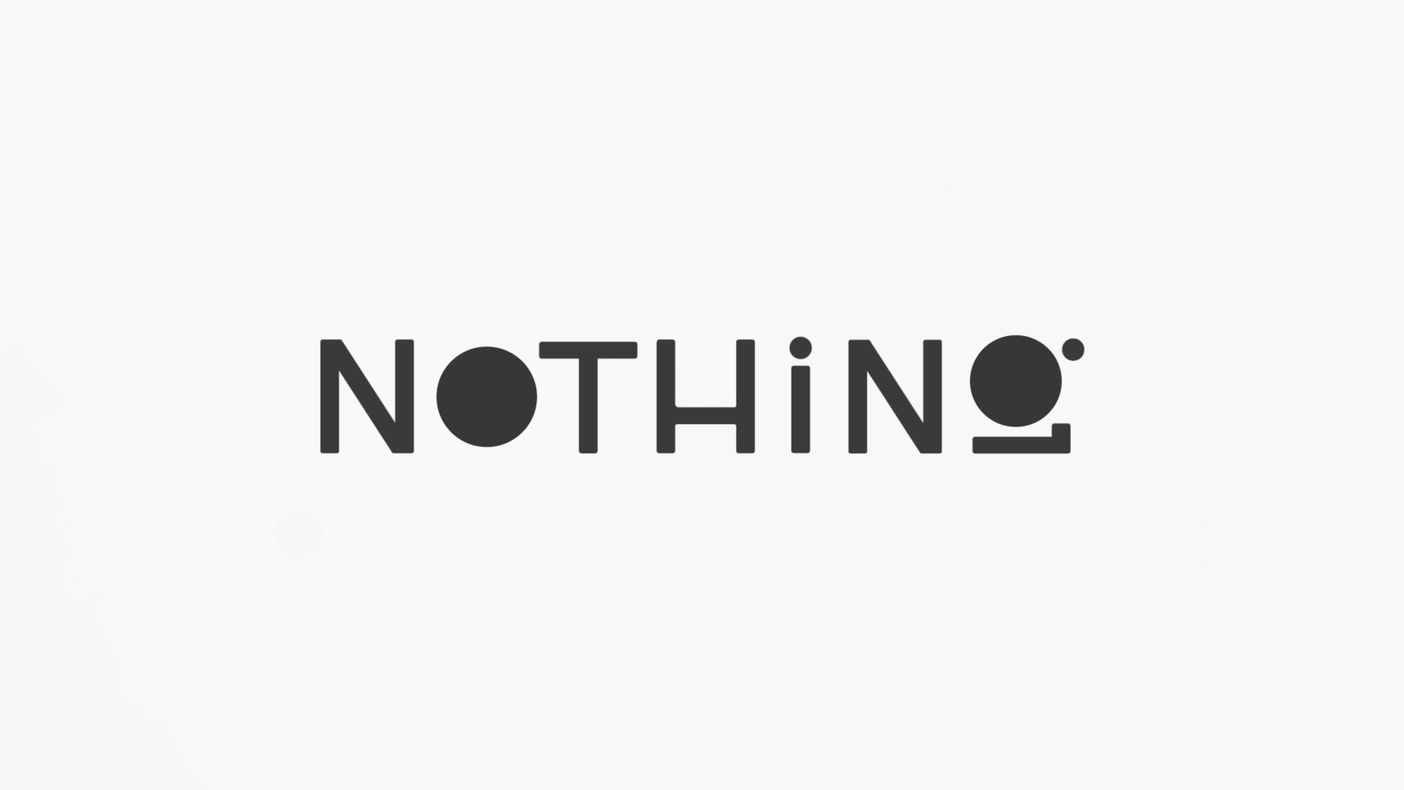 Packaging & Visual Identity for brand ' Nothing'. White background with black typography saying 'Nothing'