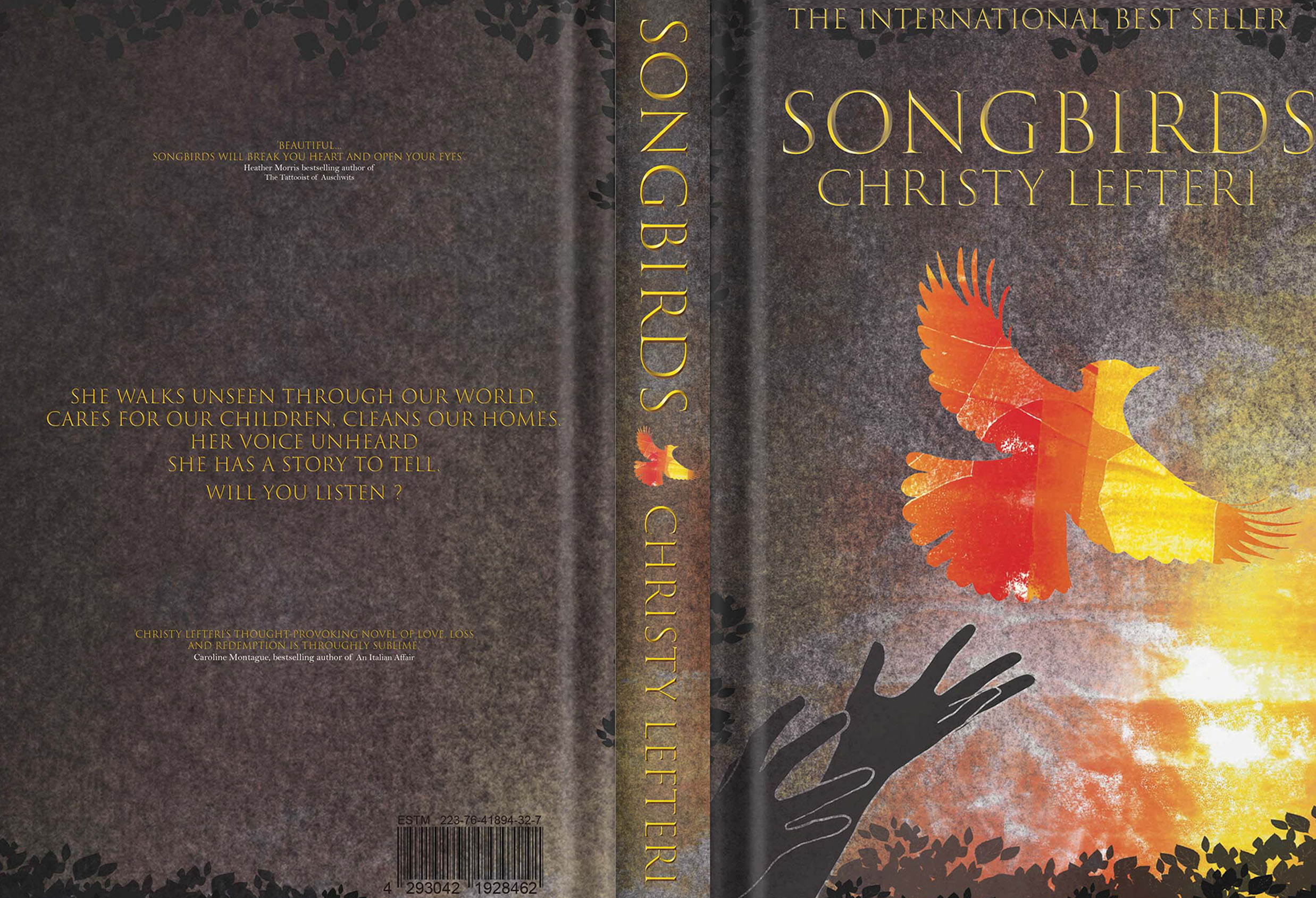 Reimagining the front cover of Songbirds- A novel by Christine Lefteri.