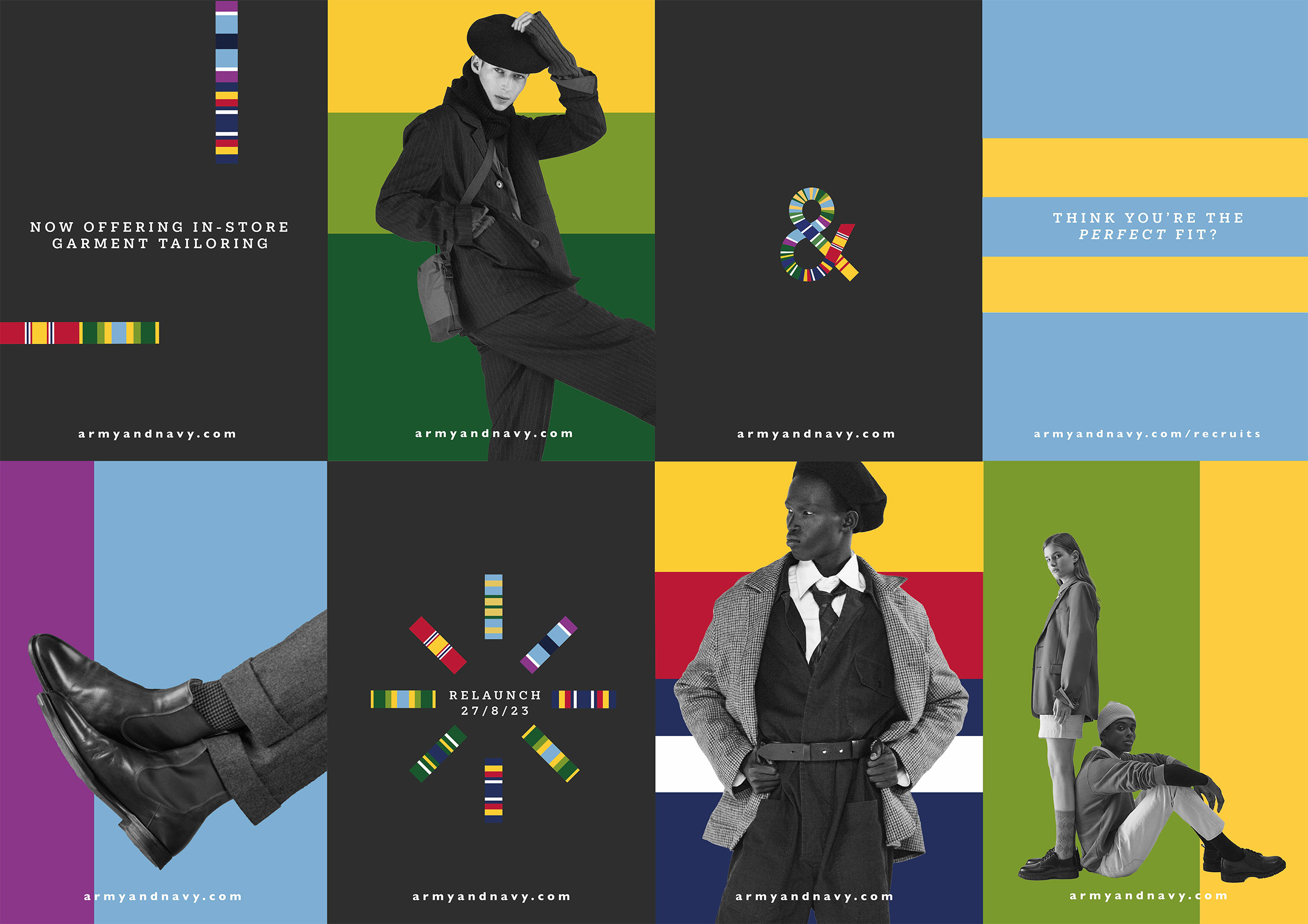 The identity takes inspiration from the colourful ribbons found on military uniform.
