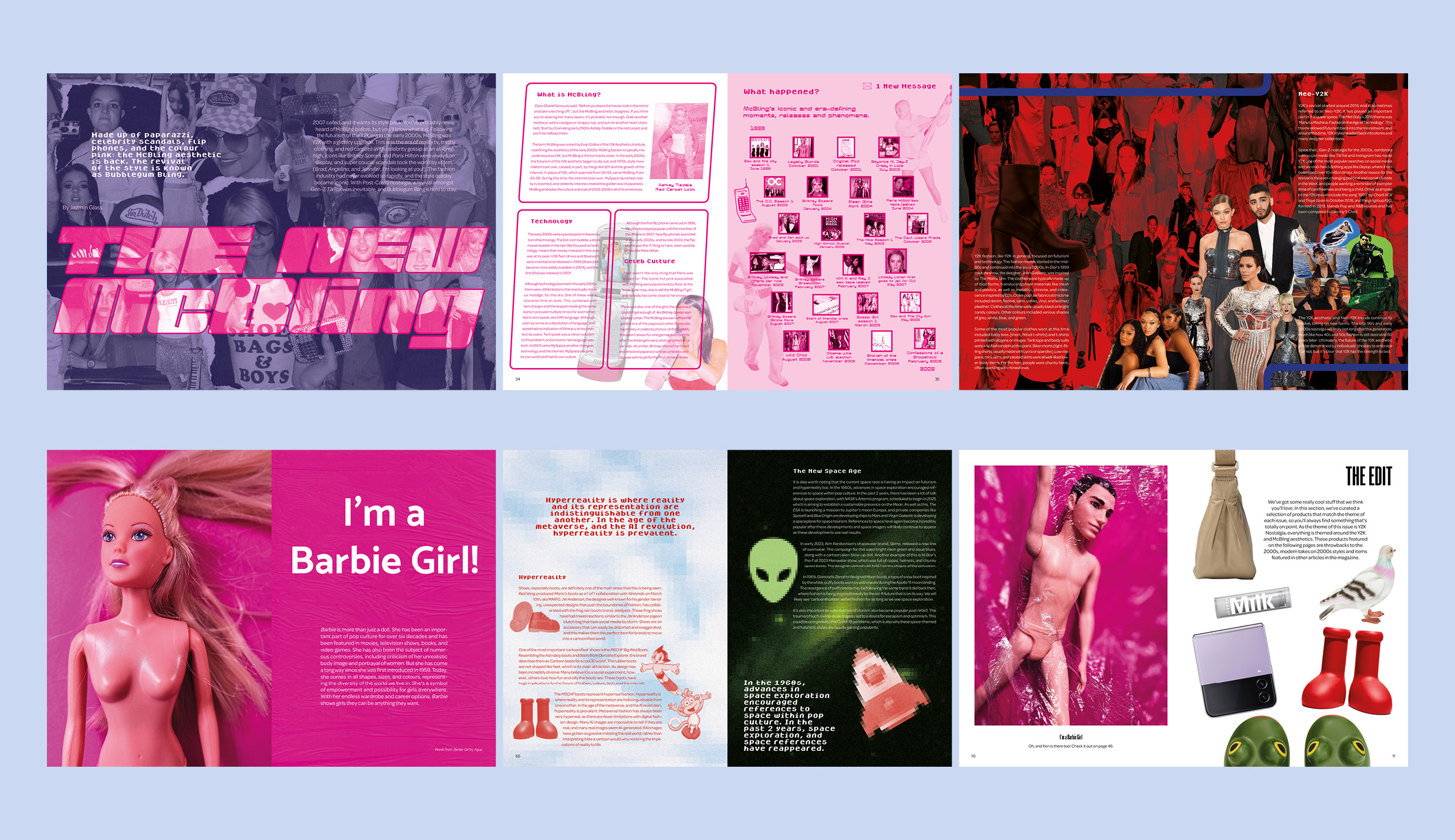 A fashion magazine design by Jordan Fayers. There are several images of different spreads within the magazine.