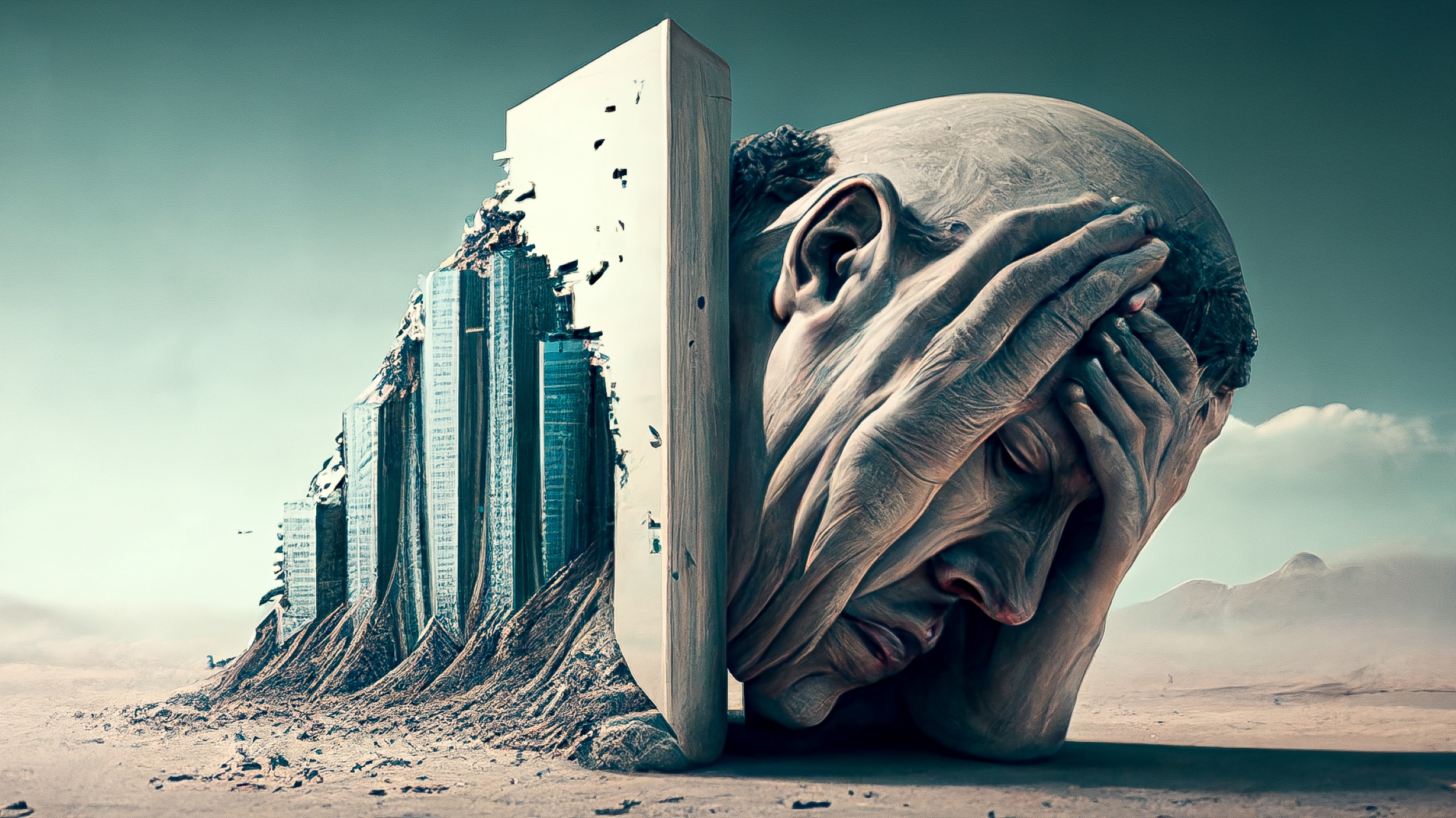 Artificial Intelligence digital artwork by Julian Giacomelli depicting an economic crisis in a surrealist style.