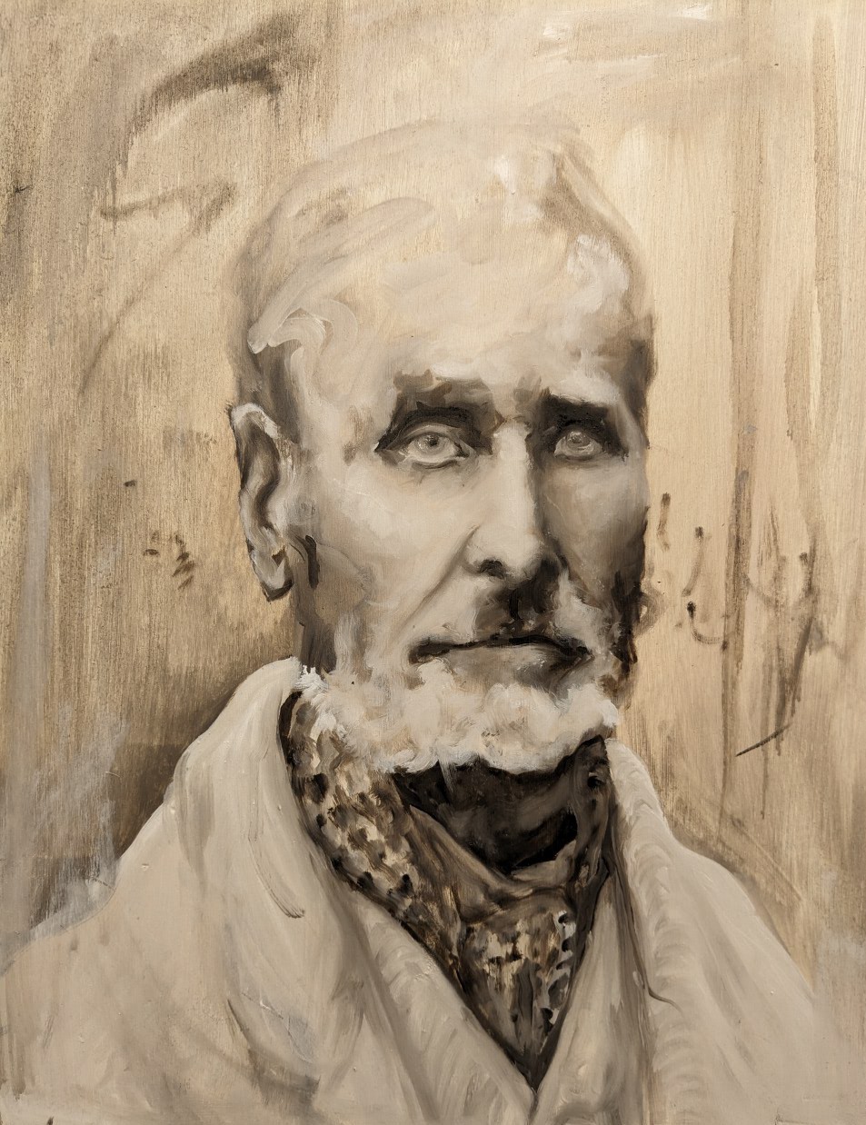 Oil painting by Laurie Mason showing a portrait of Victorian man