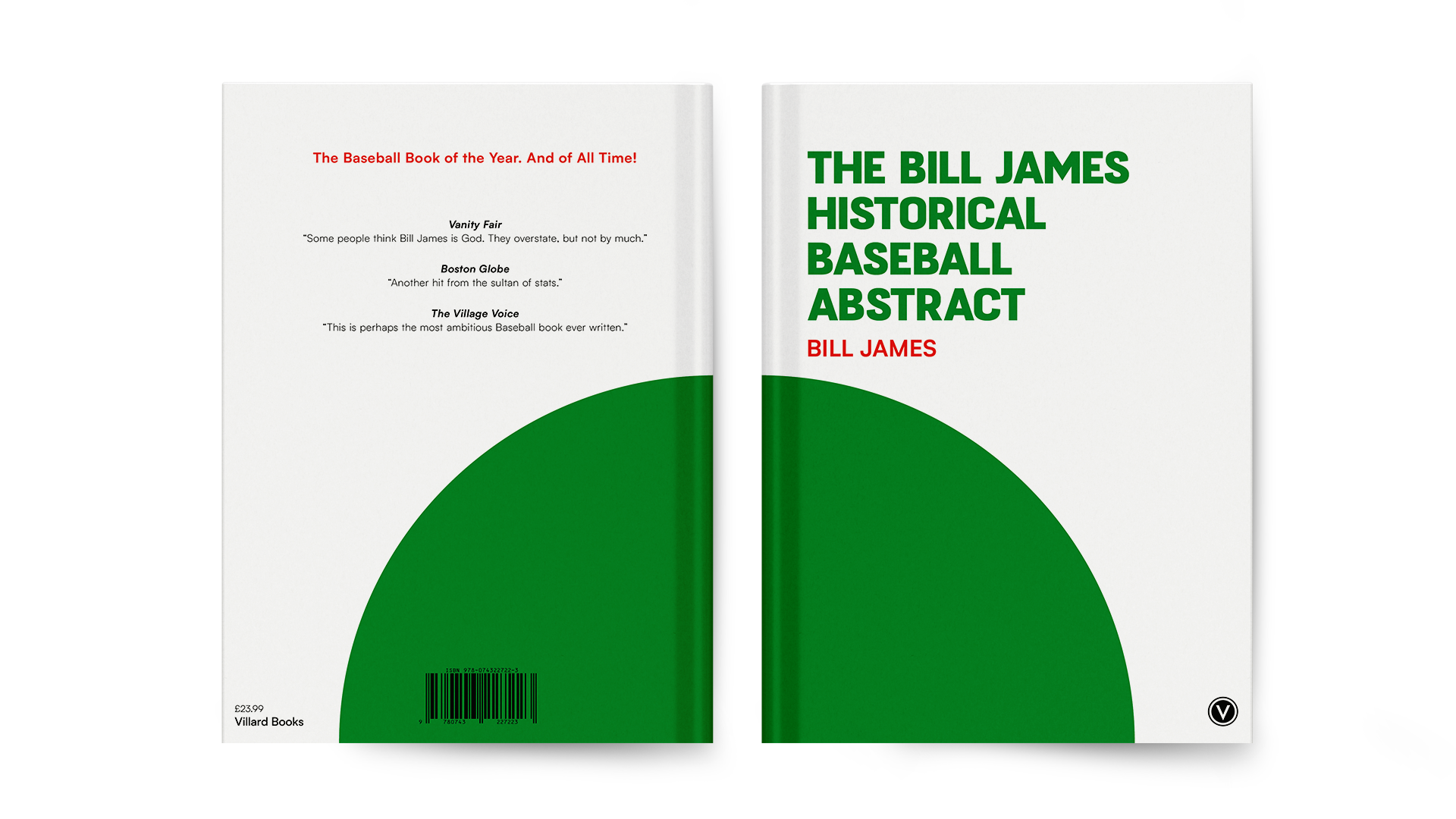 Front and back book cover by Lilith Onyett showing a clean design of green, red and black type and a green half circle spread across the the front and back cover.