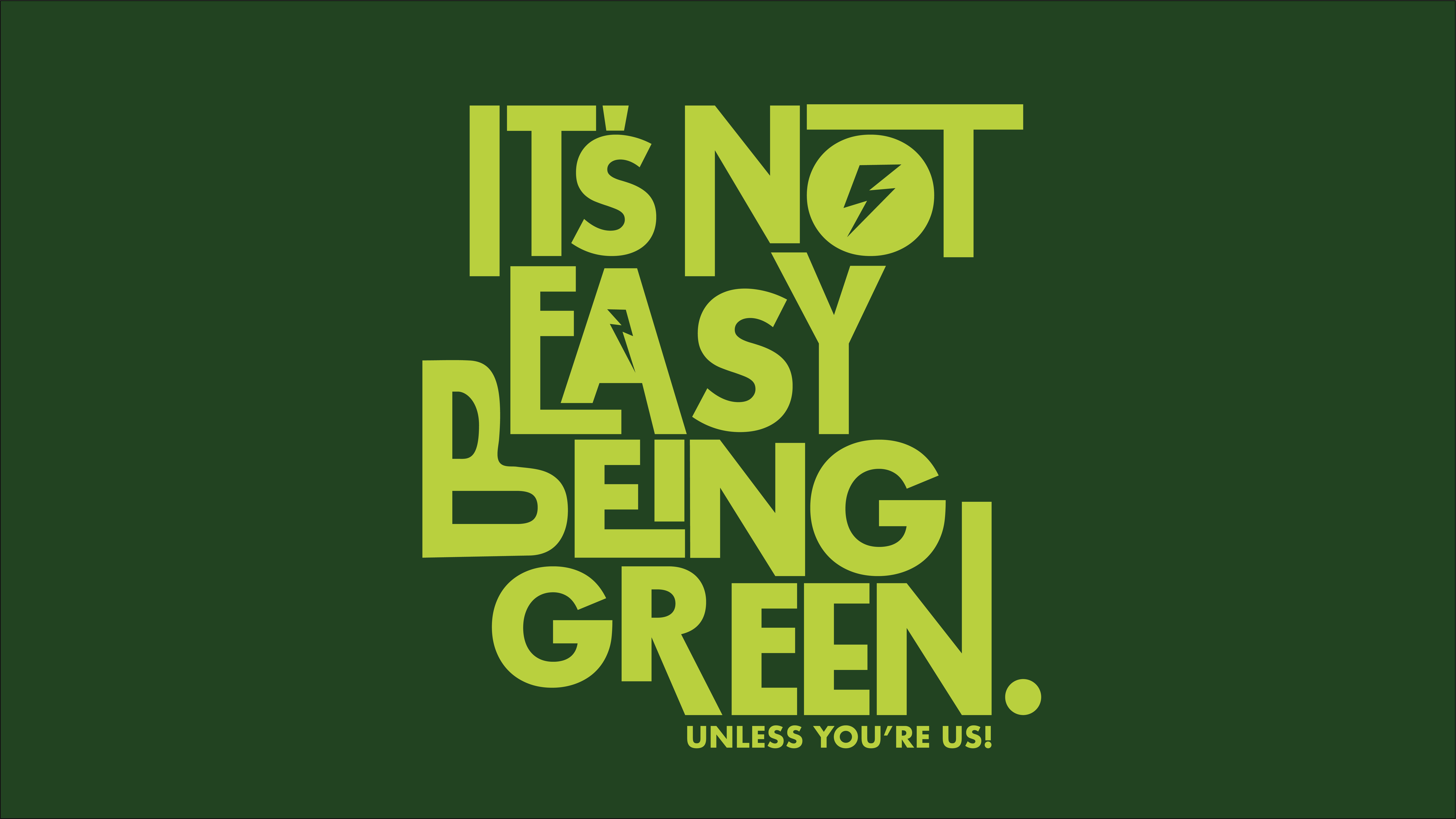 Video by Lois Brandon showing dynamic type and moving image. Thumbnail shows 'It's Not Easy Being Green' in large text with 'unless you're us!' in small text below, text is in light green on a dark green background.