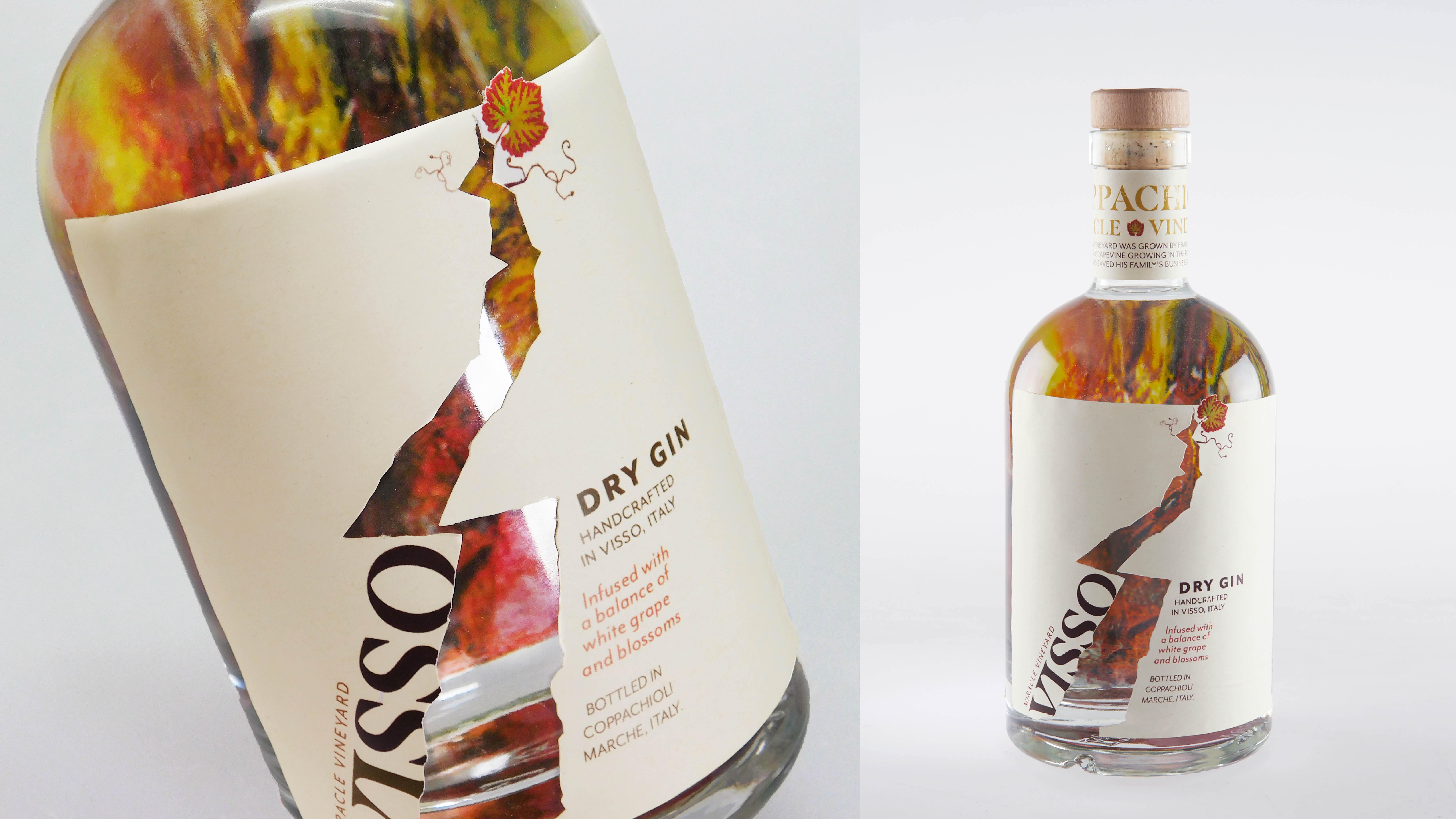 Photo of packaging design for Visso on gin bottle by Louise Awcock.