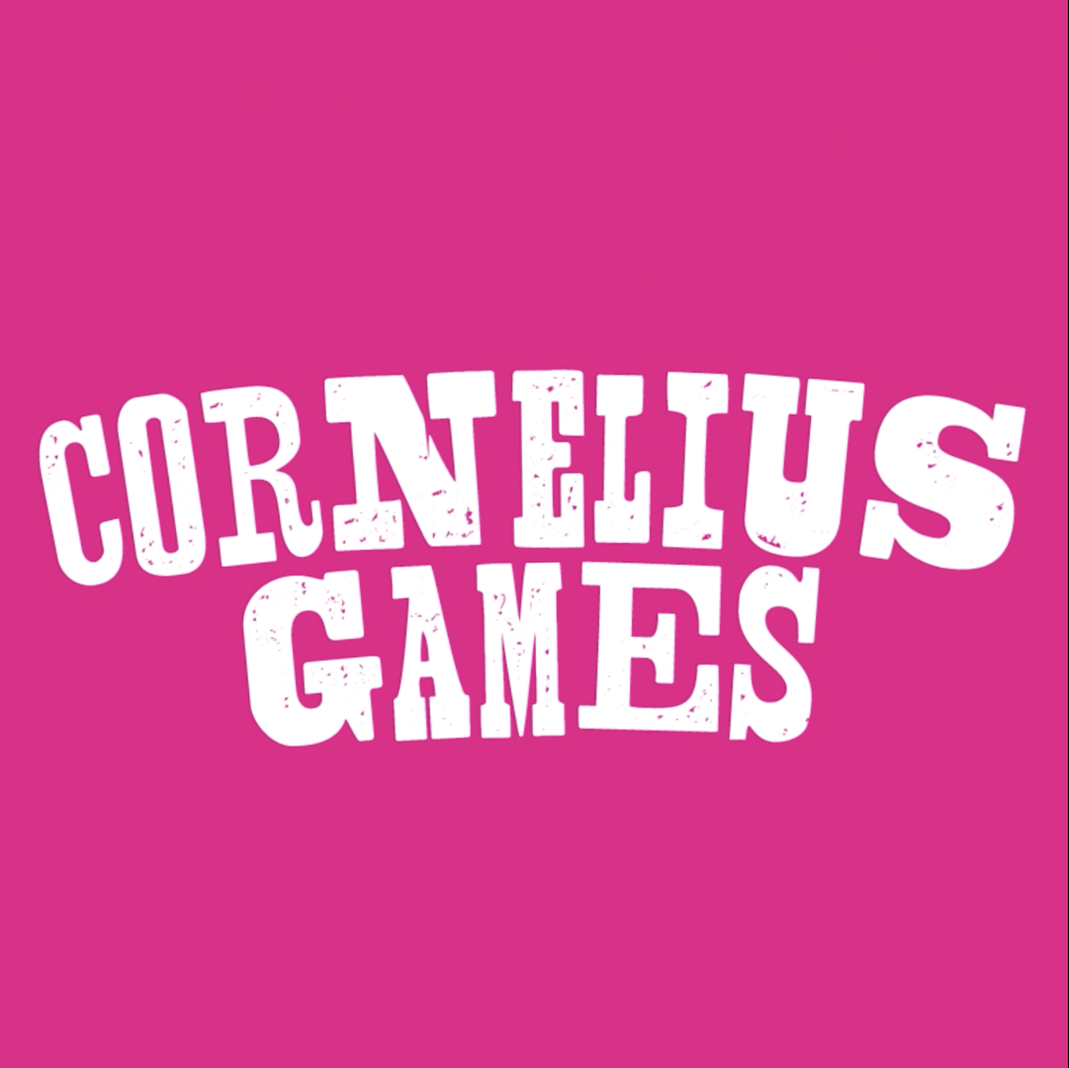 Cornelius Games social media animation, thumbnail shows white cornelius games text on pink background.