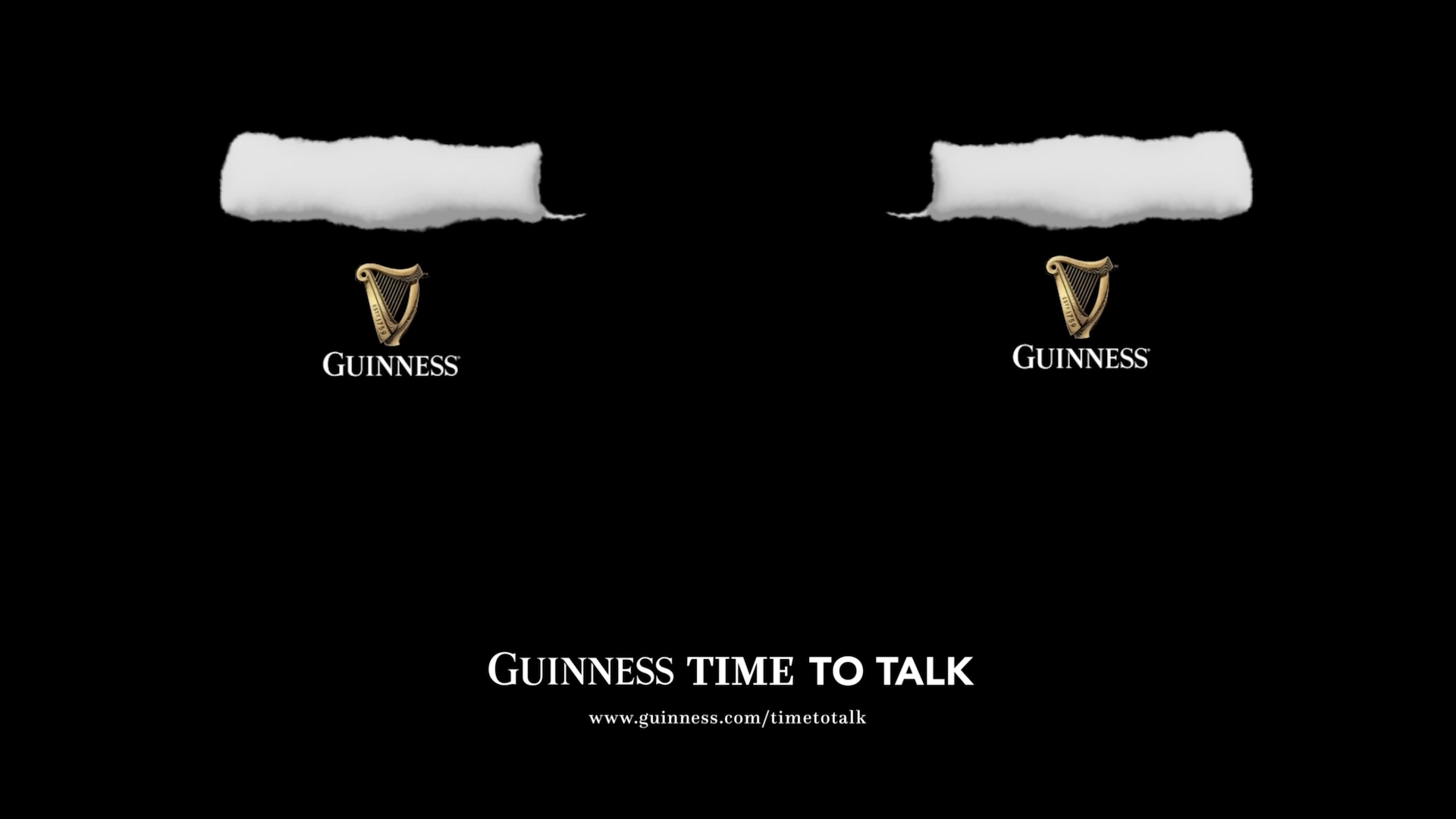 A 1 minute 10 second campaign video by Guinness encouraging people to put down their phones and interact with others in the 119 seconds it takes Guinness to settle. Thumbnail shows two white speechbubbles positioned to look like the top of a guinness drink.