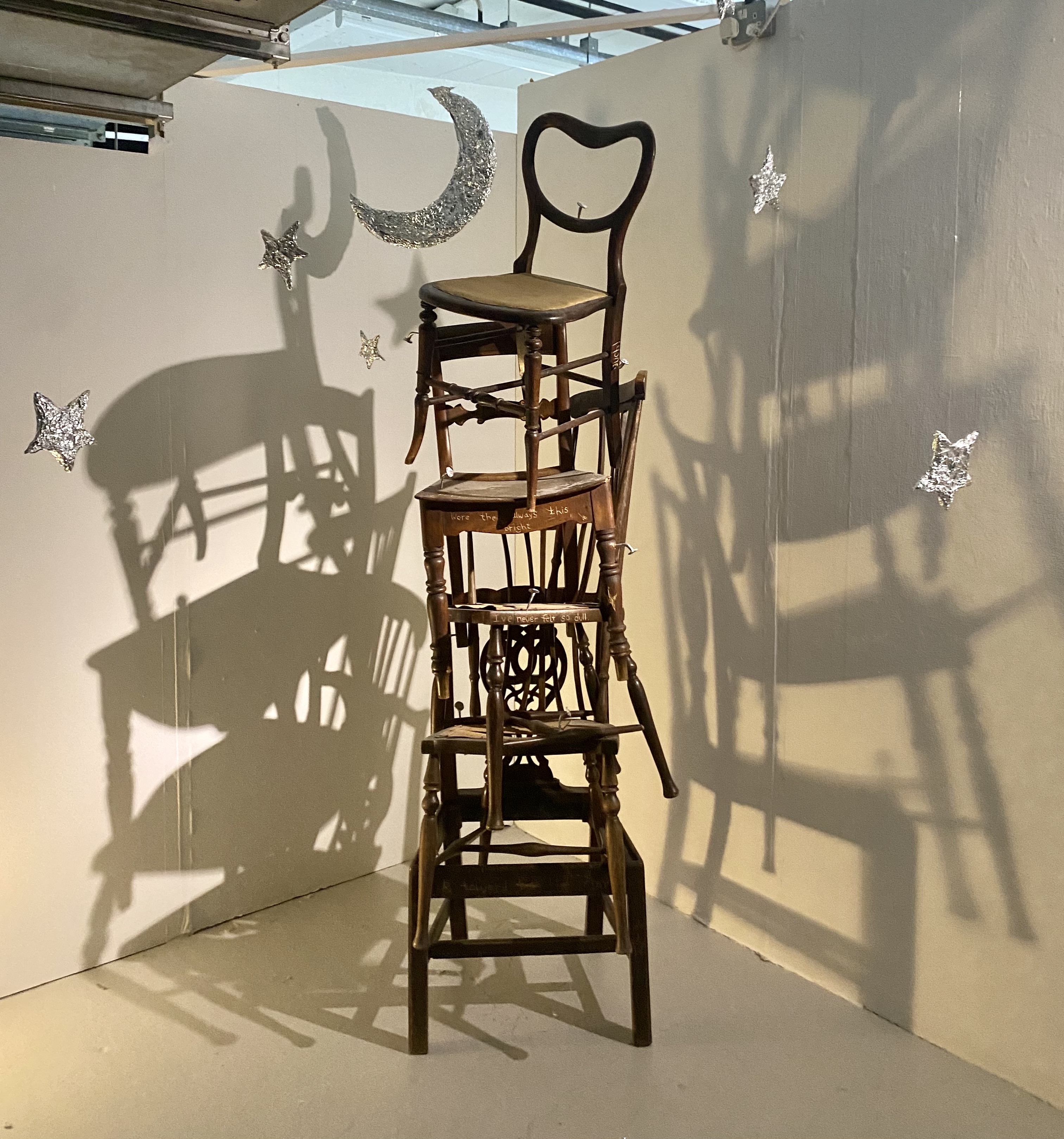 Fine Art work by Liv Nightingale showing a sculptural chair stack