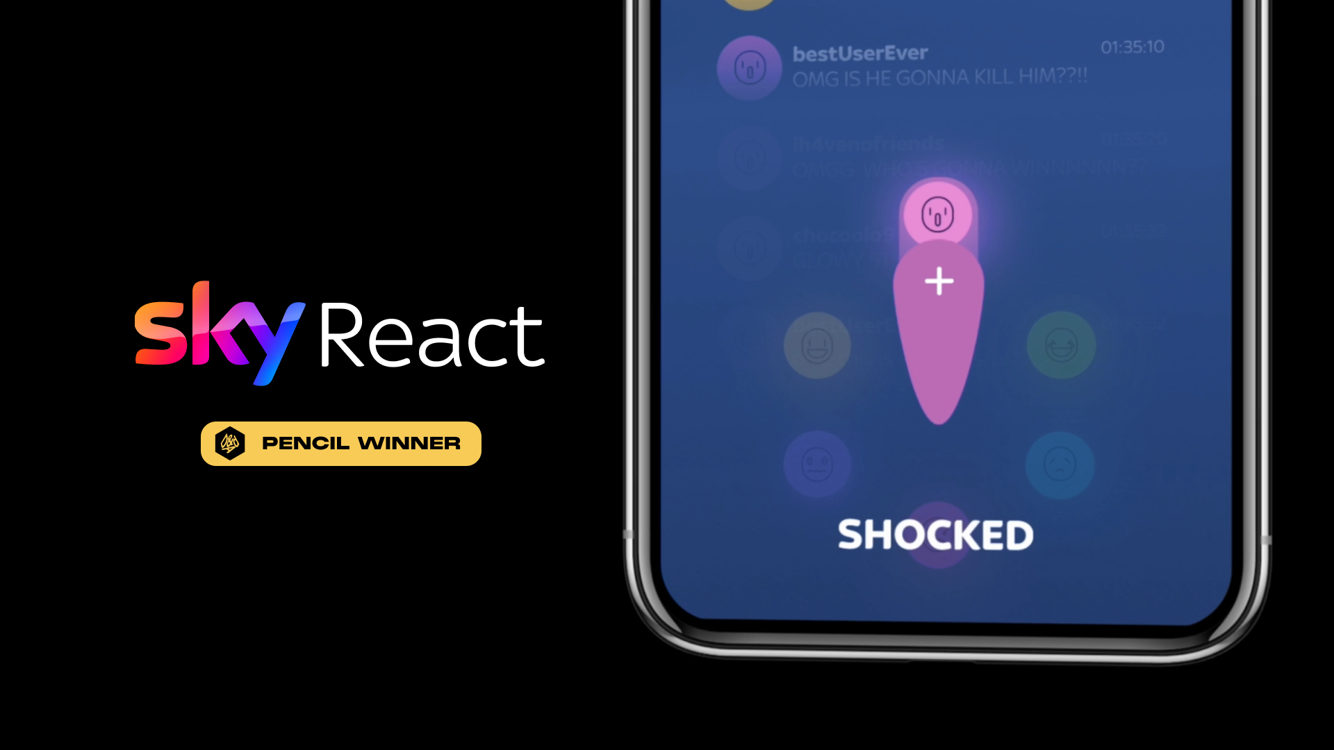 Sky React supporting video. Thumbnail shows sky react logo to left and react design mocked up on a phone to the right.